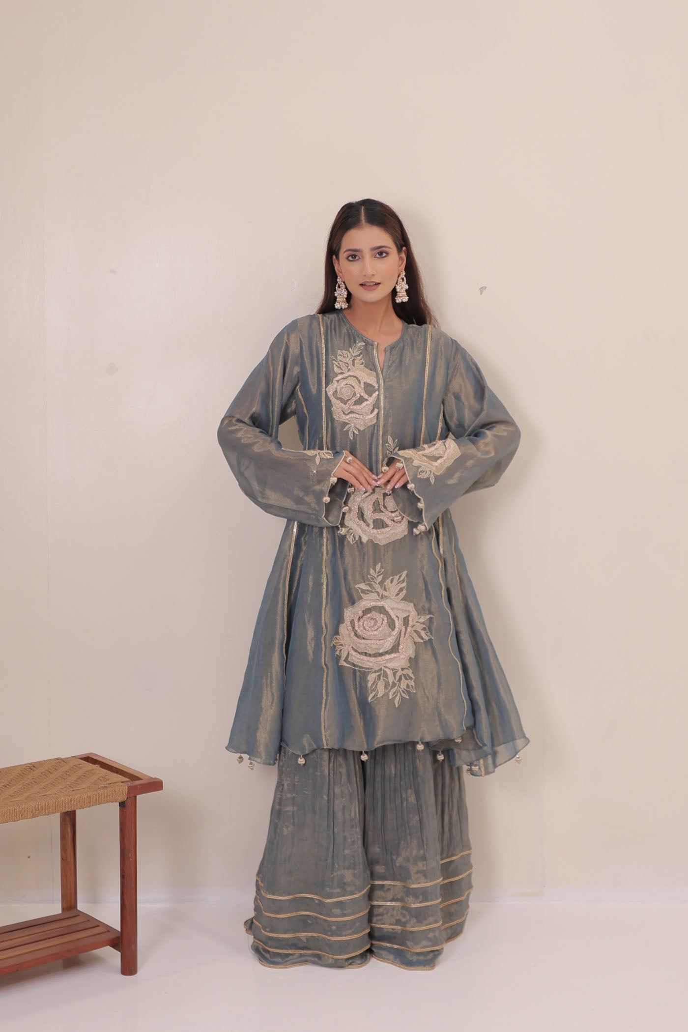 Saira Sharara Suit Set With Dupatta