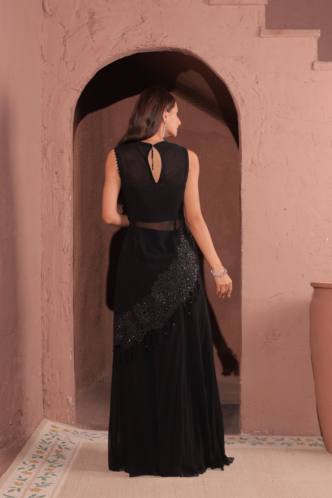 Majesty asymetric top with flared pants and dupatta