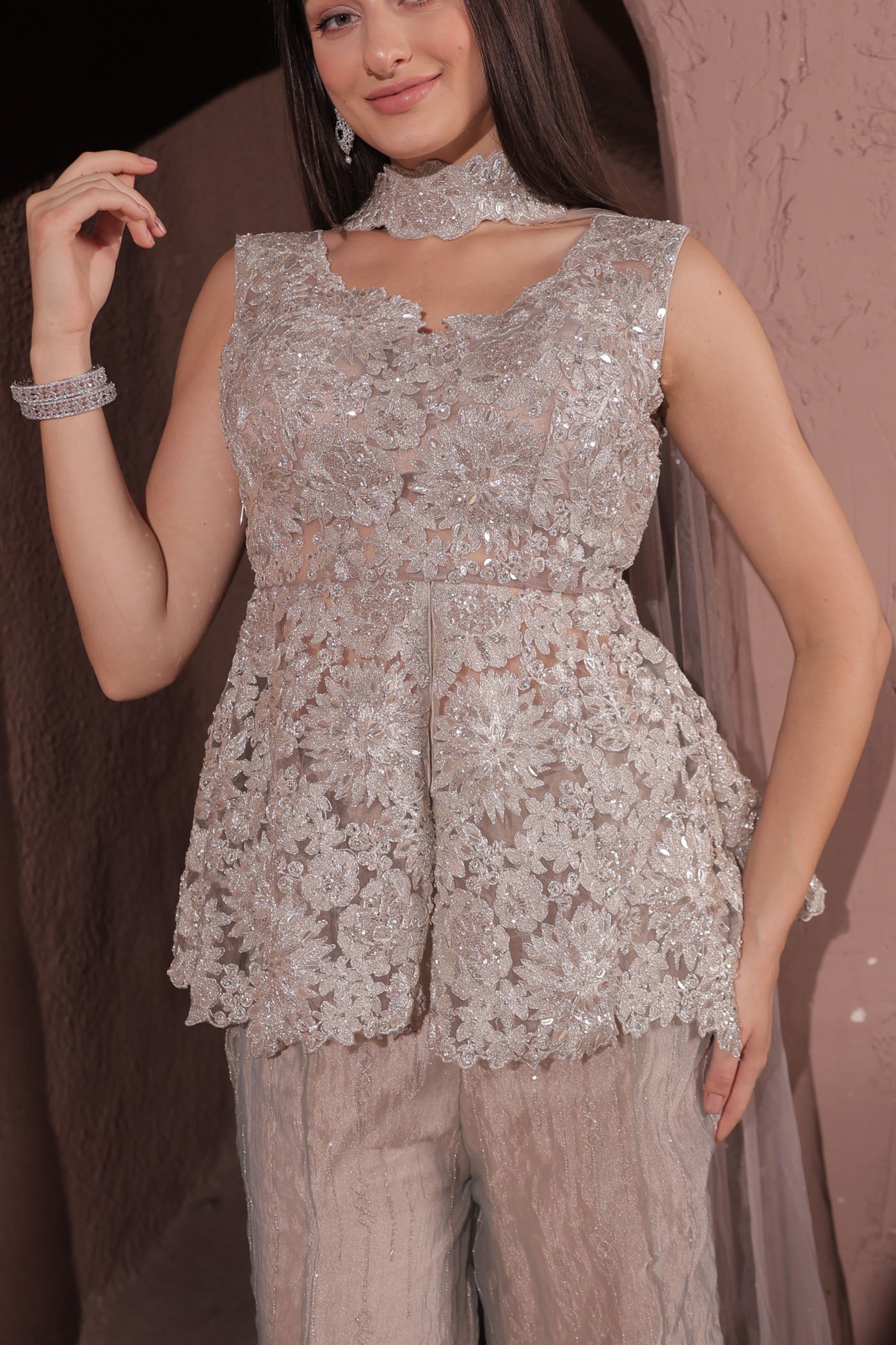 Elysia Peplum with Flared Pants & Dupatta