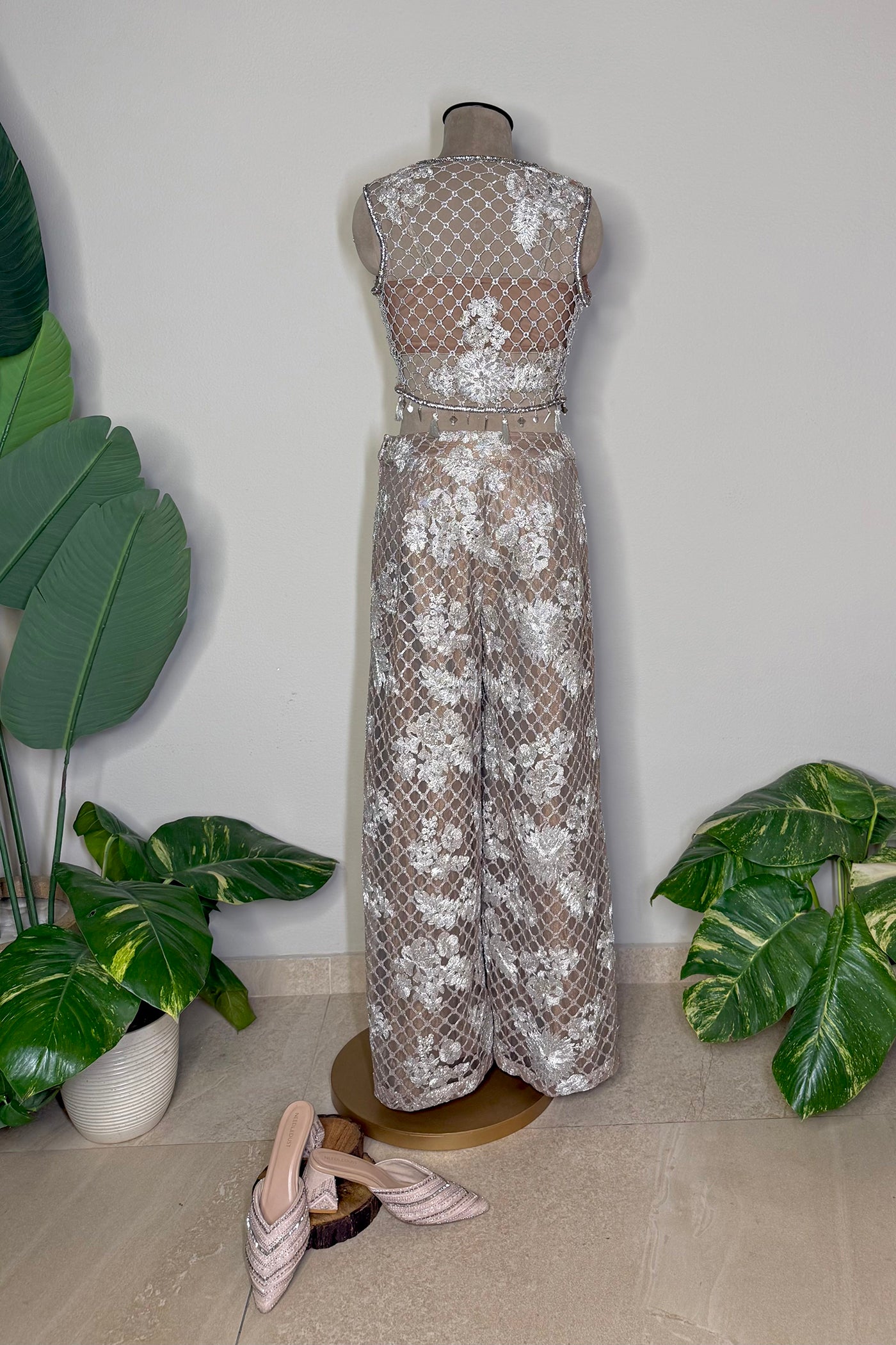 Eshani Short Cutwork Jacket with Blouse and Pants