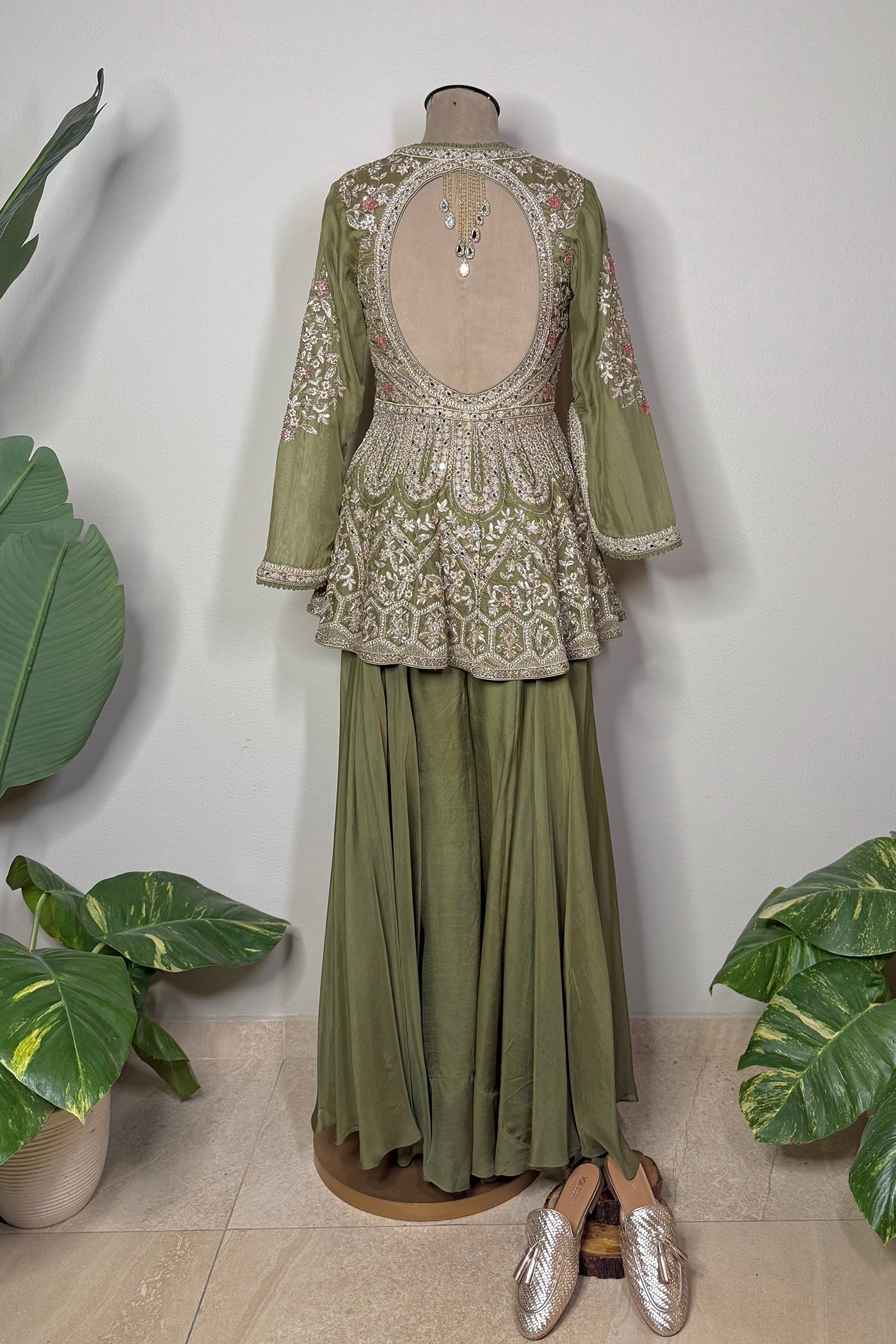 Tanirika Peplum Top with Flared Palazzo