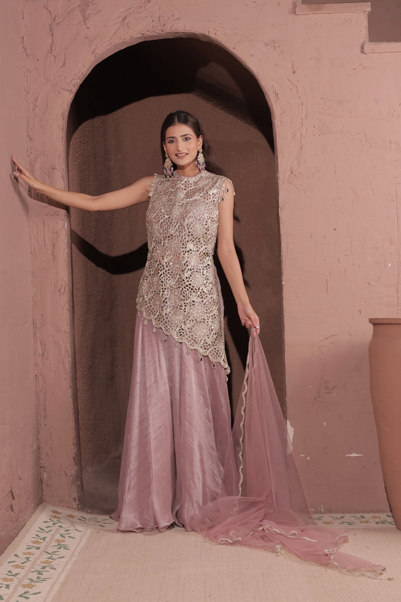Orin asymetric kurta with palazzo and dupatta