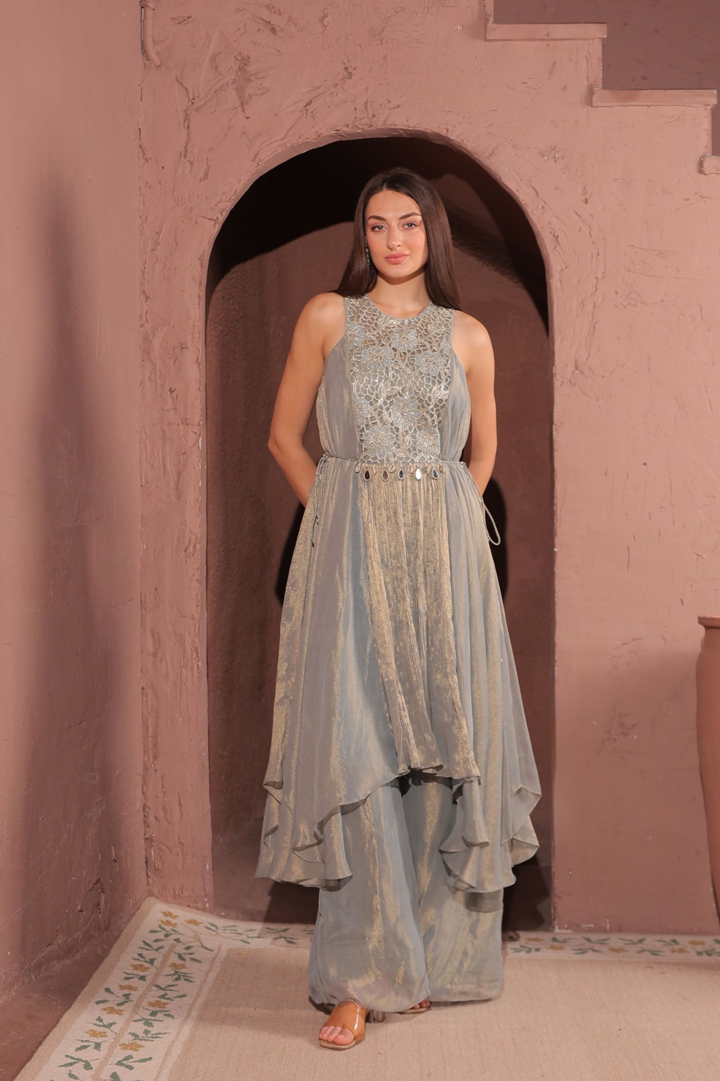 Aeris asymetric kurta with plazzo