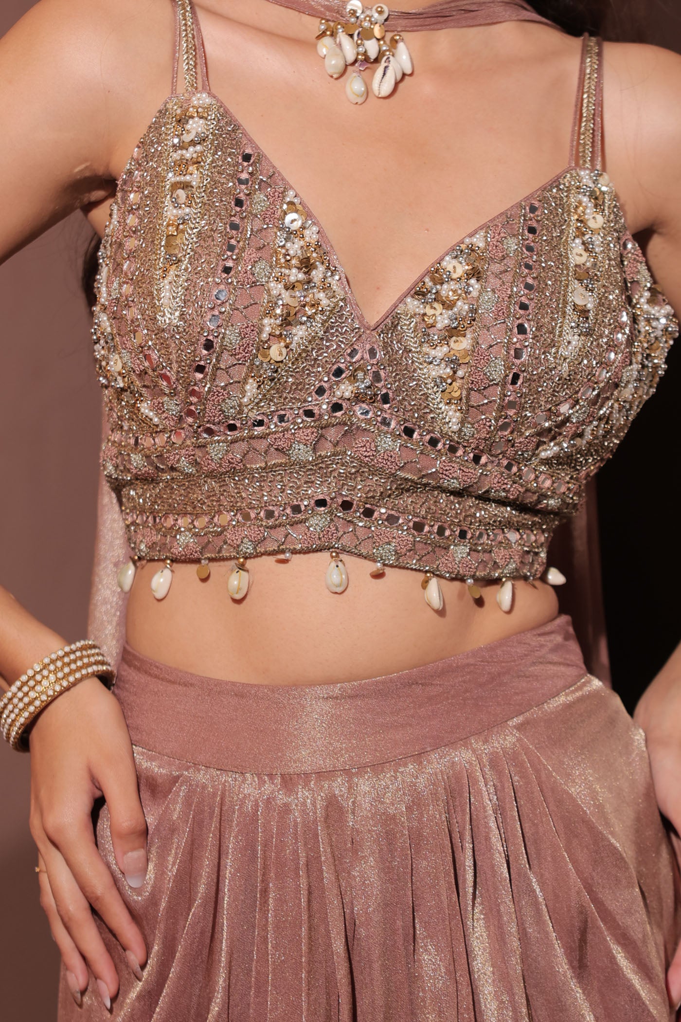 Anouk Drape Dhoti with Blouse and neck band dupatta