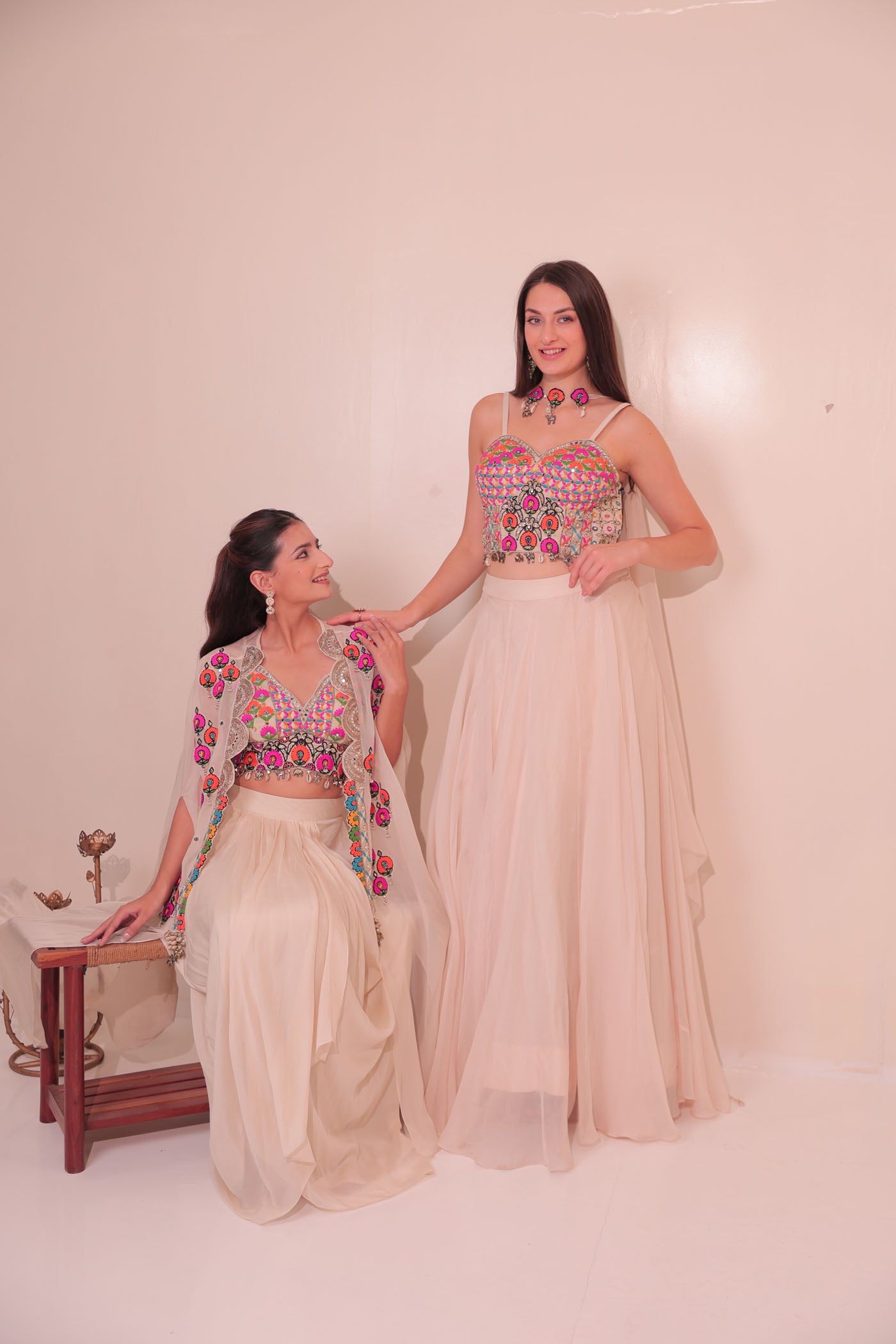 Vanya Drape Dhoti with Short Blouse and Cape