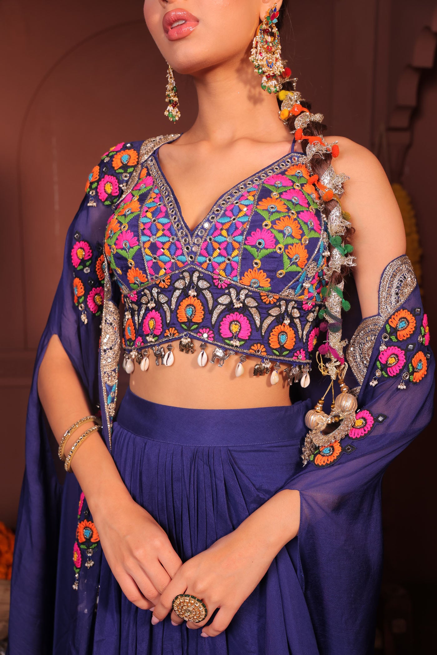 Vanya Drape Dhoti with Short Blouse and Cape