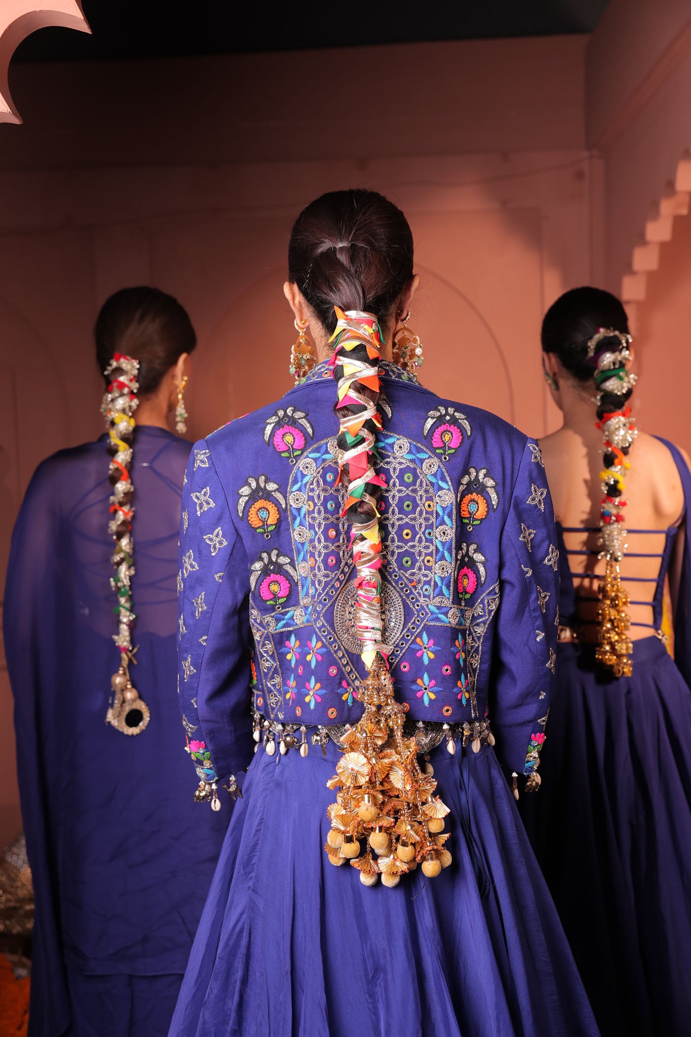 Iraaya Short Jacket with Blouse and Flared Skirt