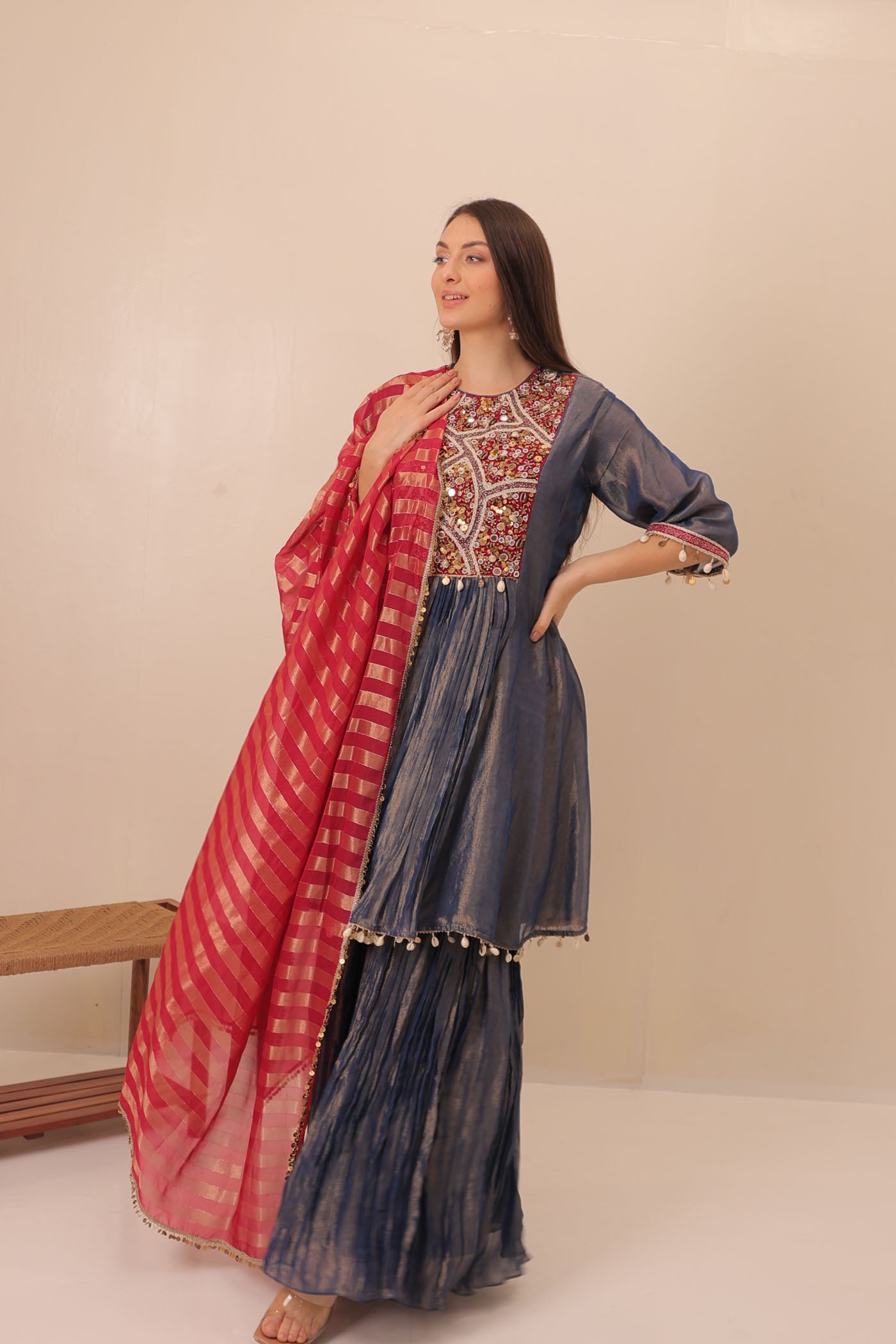 Sidra Sharara Suit Set With Dupatta
