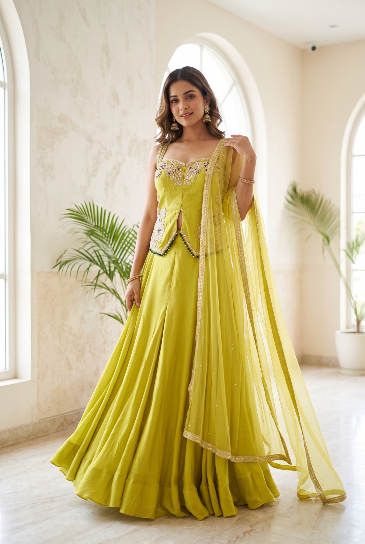 Saniya Yellow Peplum Corset Set
