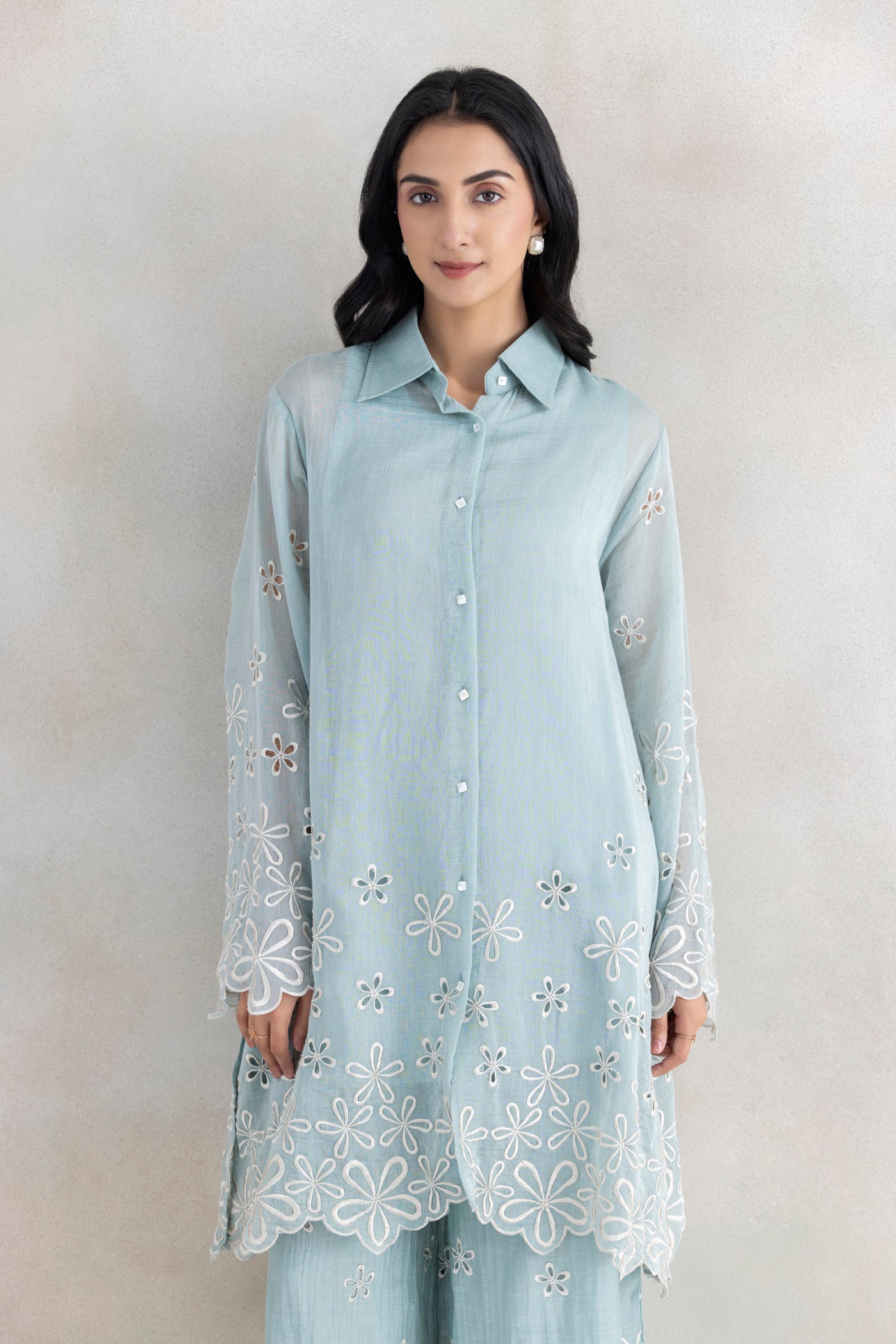 Ivory Cutwork Palazzo Set