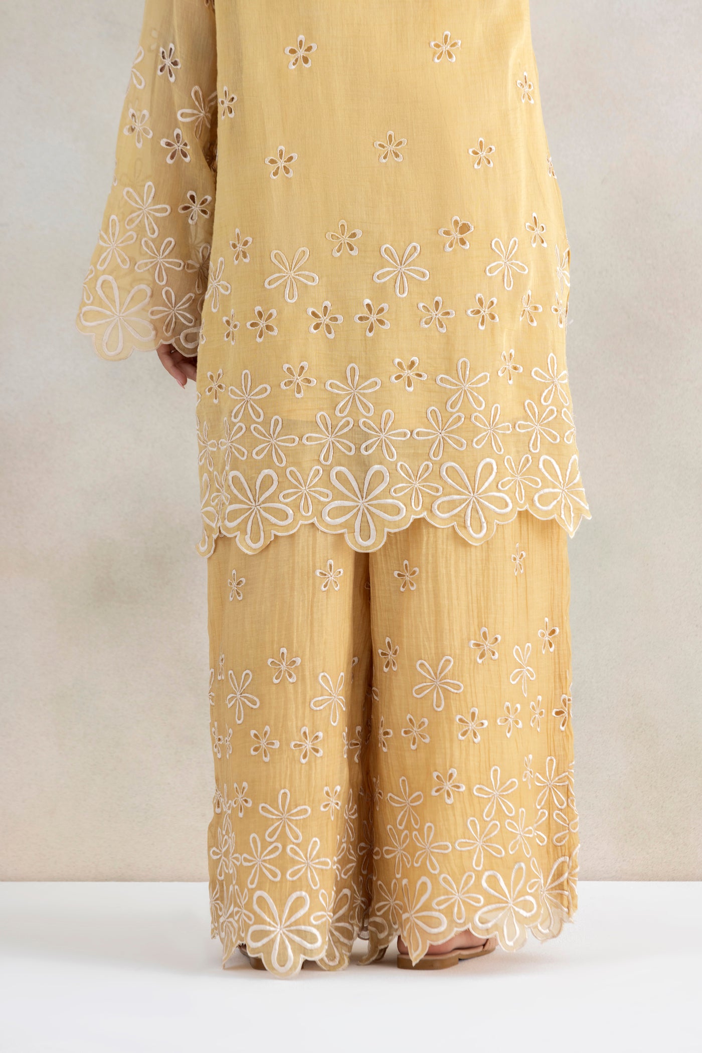 Ivory Cutwork Palazzo Set