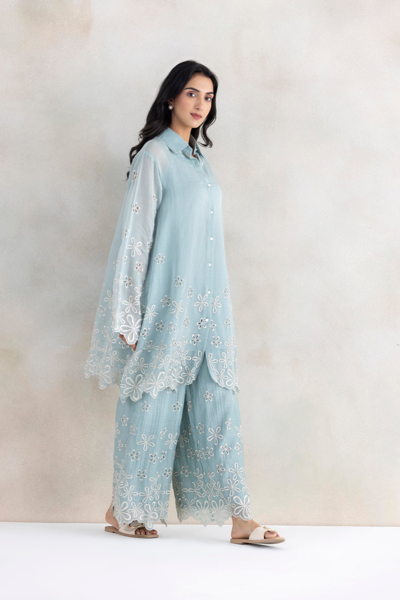 Ivory Cutwork Palazzo Set