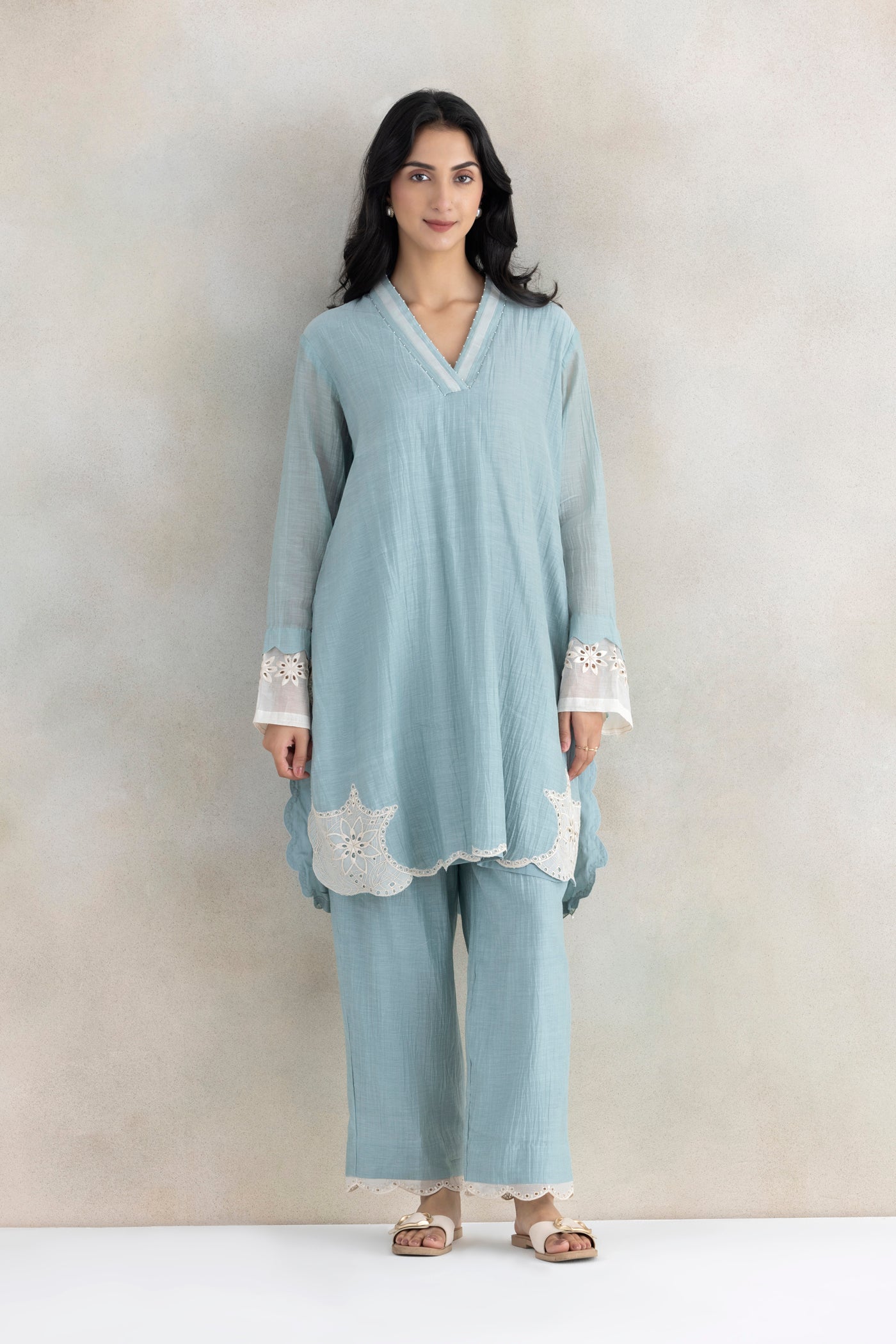 Zari Cutwork Kurta Set