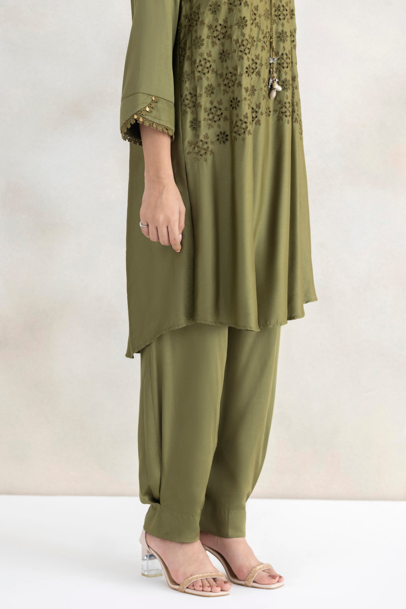 Satin Tassel Kurta Set