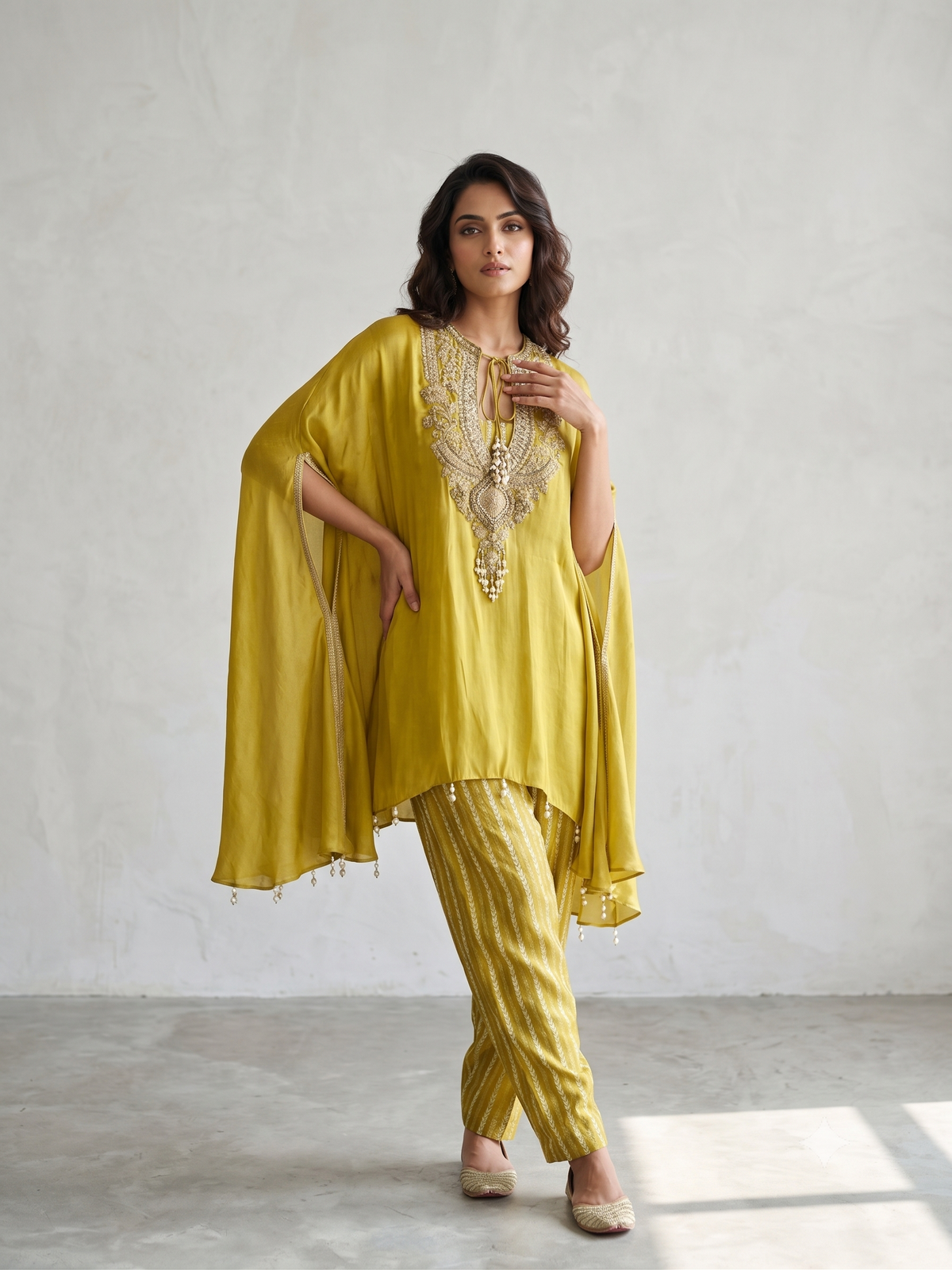 Nira Yellow Kaftaan Set