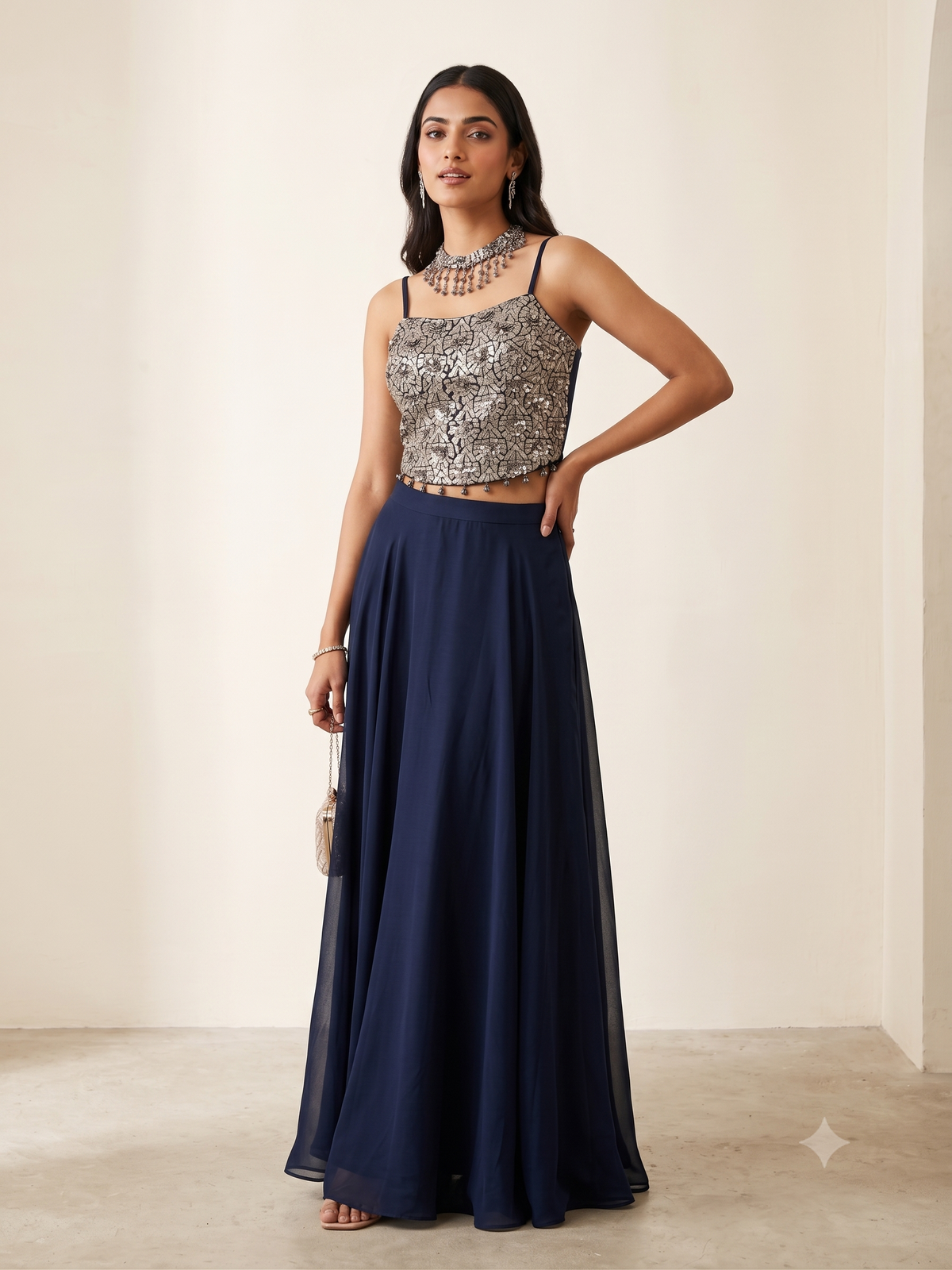 Parisa Blue Corset Set