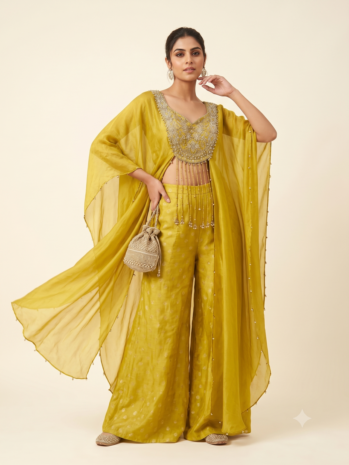 Amina Yellow Blue Plazo Set