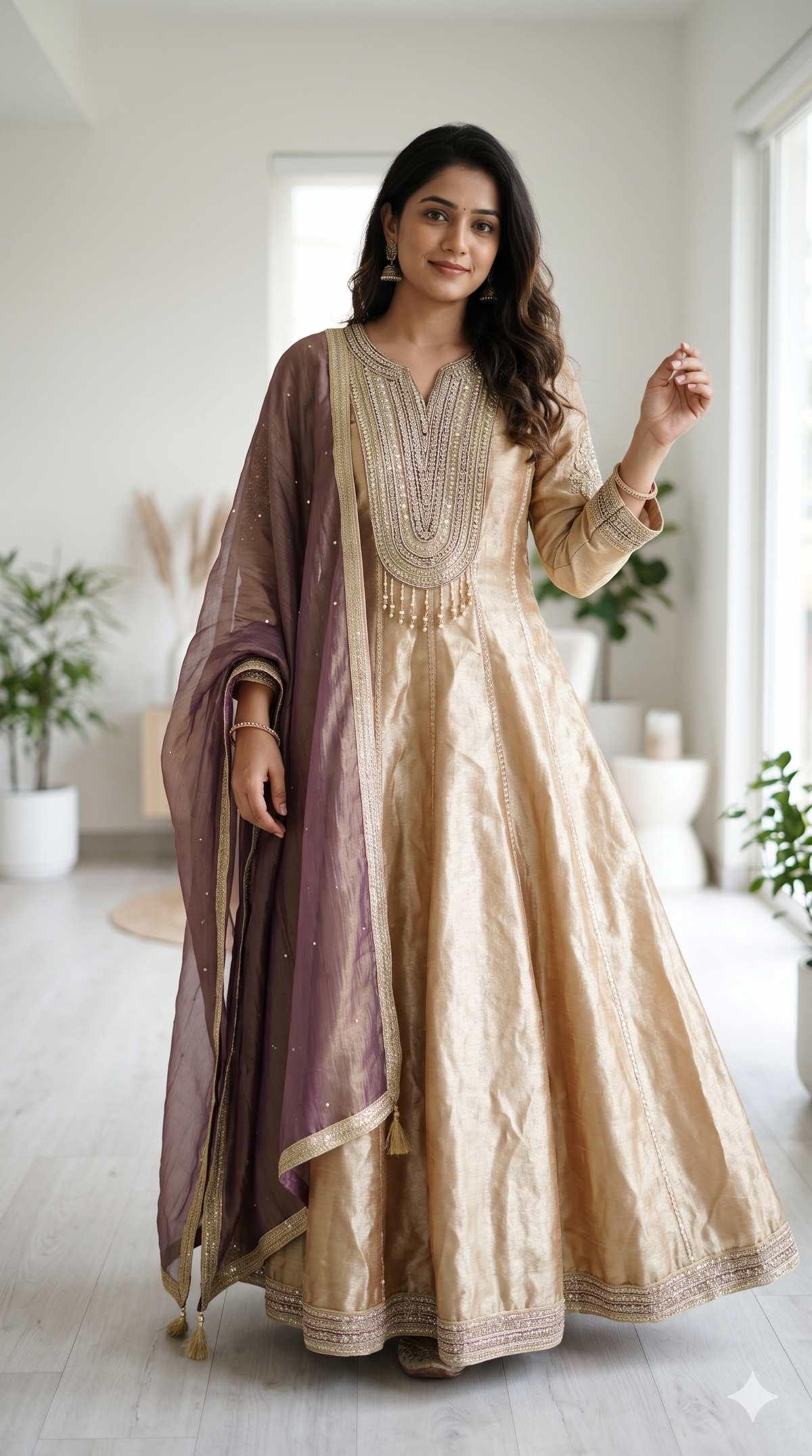 Asma Peach Anarkali Set