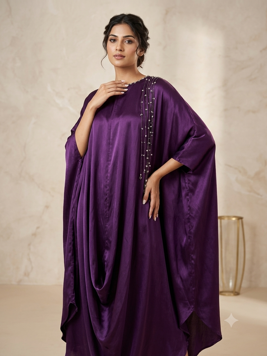 Naro Aubergine Cowl Dress