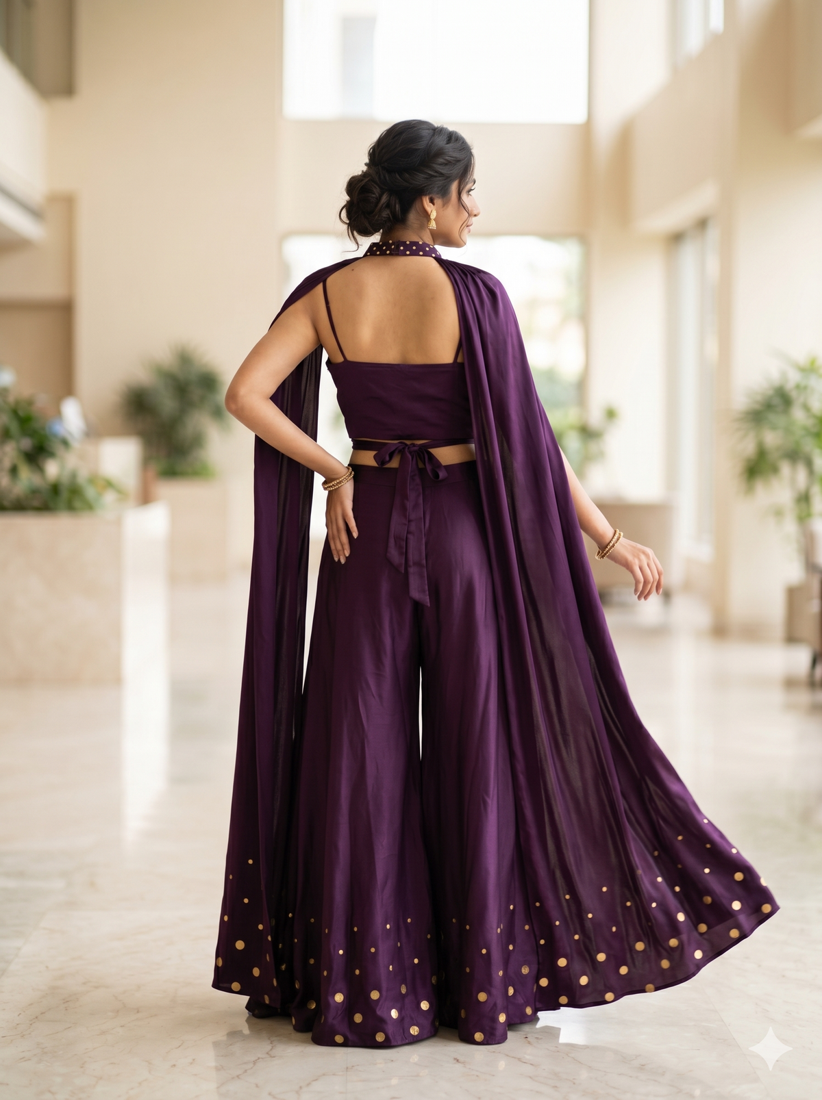 Ada Midnight Blue Corset Blouse Plazo with Choker Dupatta