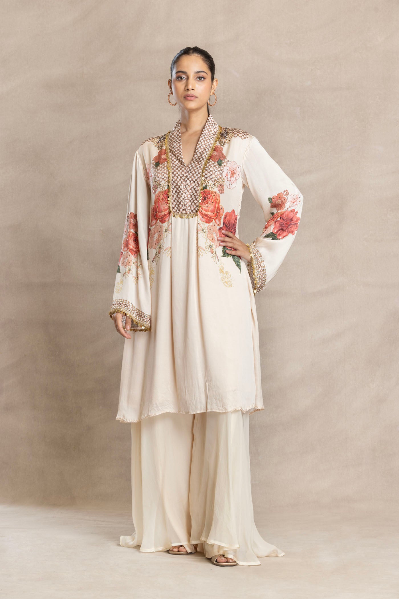 OCEAN A-line Long Kurta with Flared Palazzo
