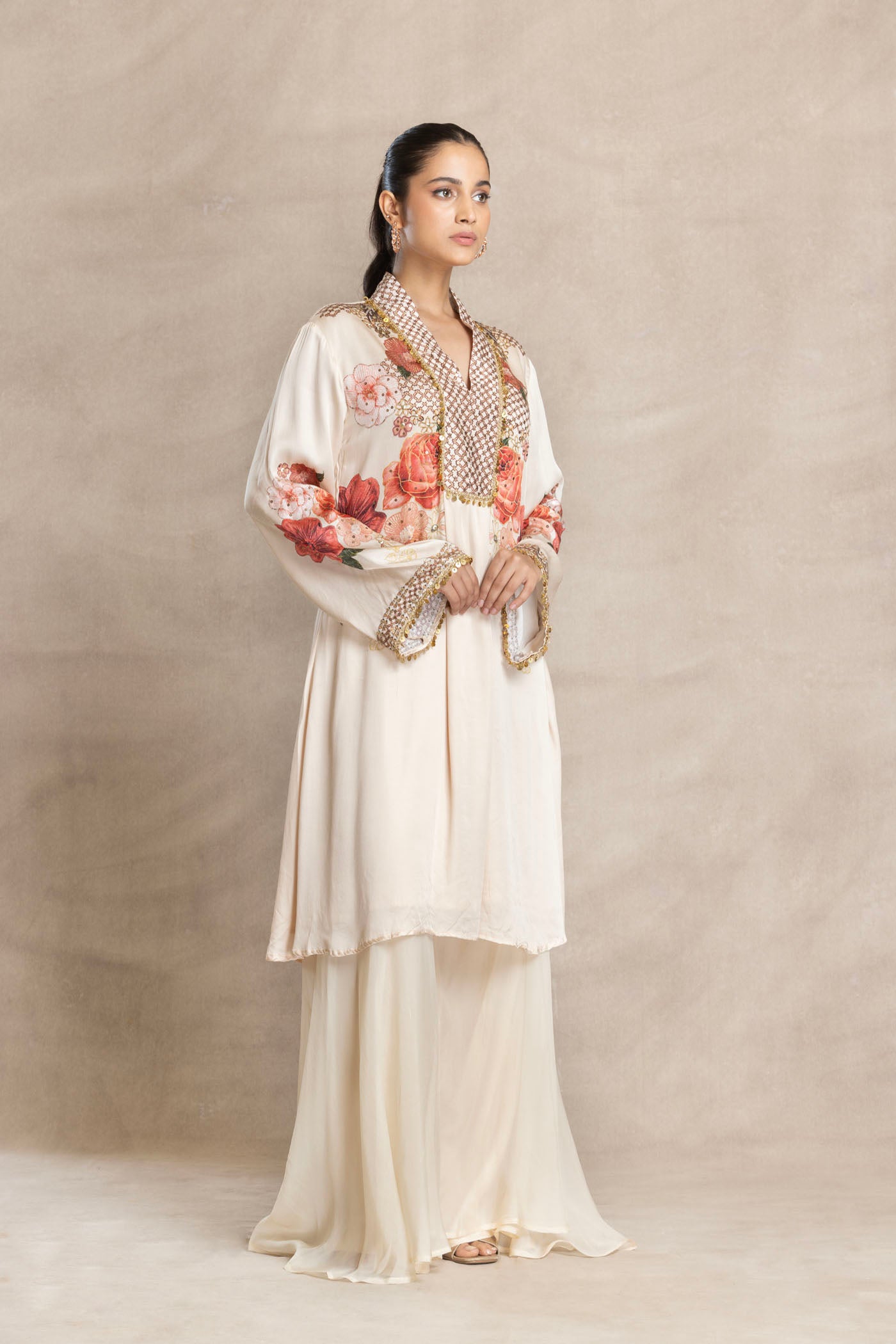 OCEAN A-line Long Kurta with Flared Palazzo