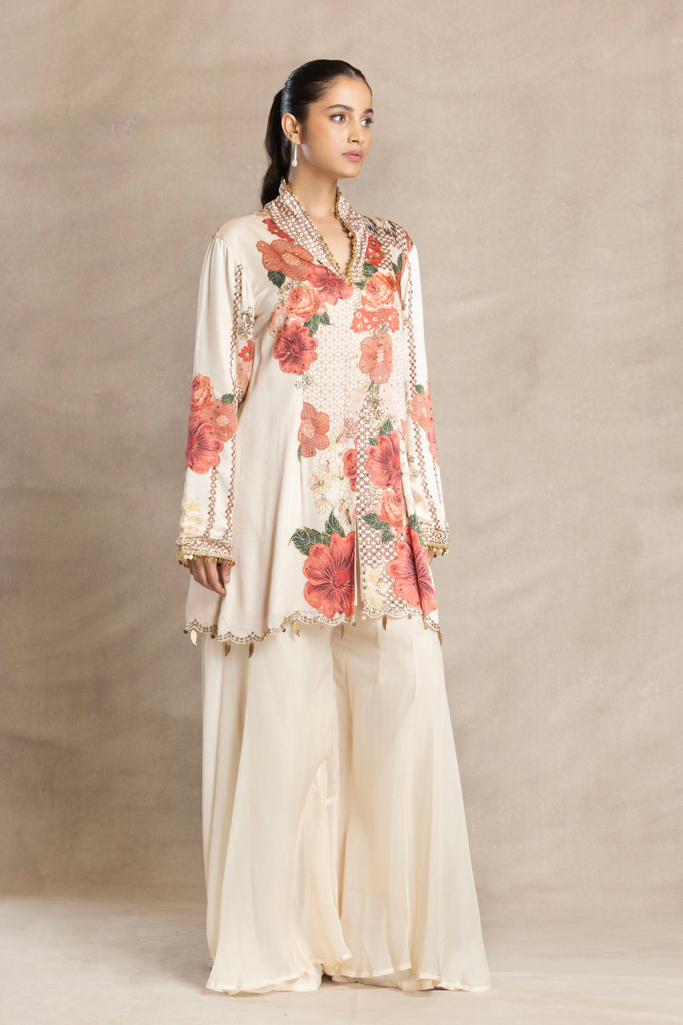 KIKI Short Kurta with Flared Asymmetric Palazzo