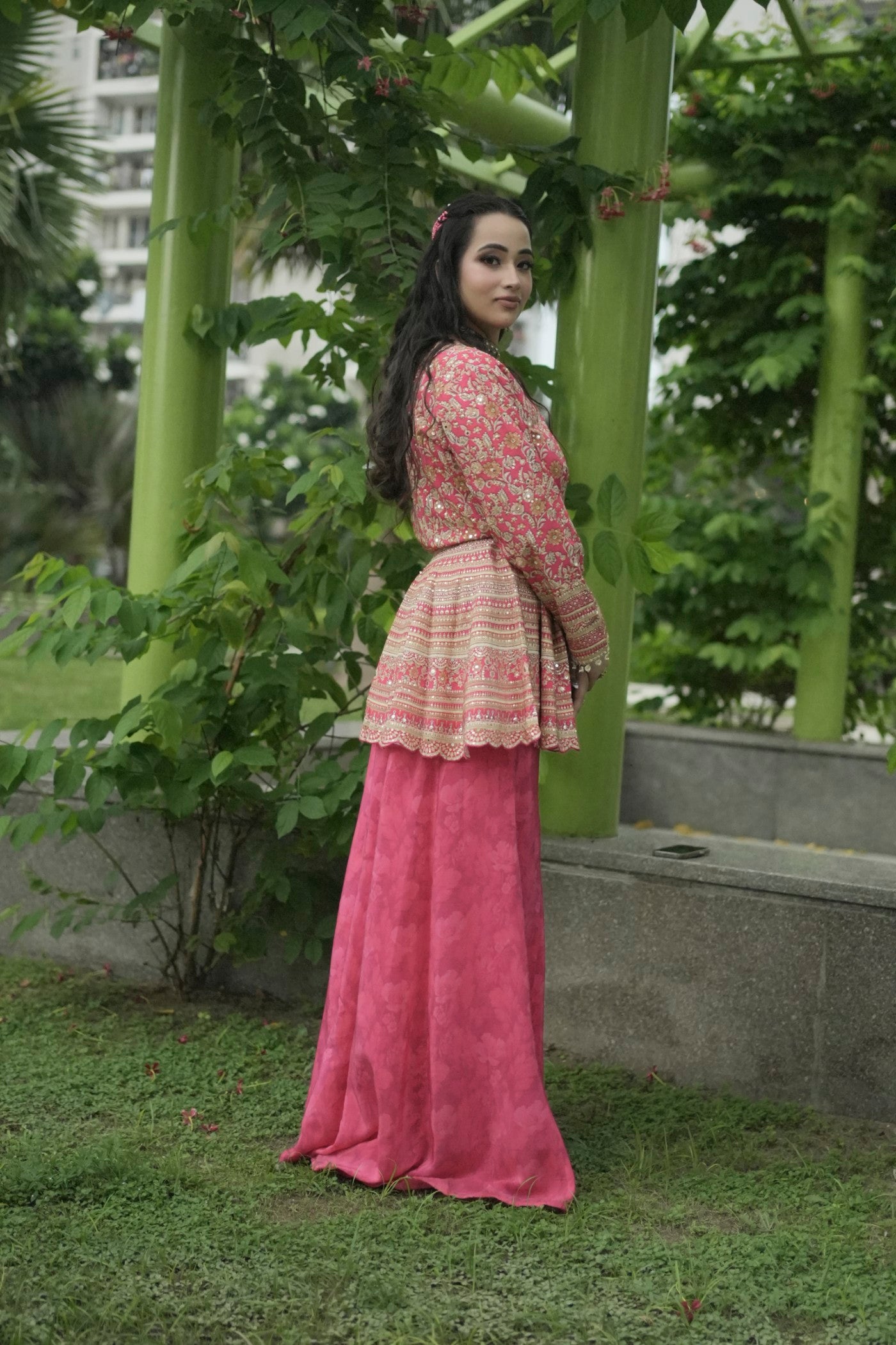 Jugni Peplum Top and Sharara Set