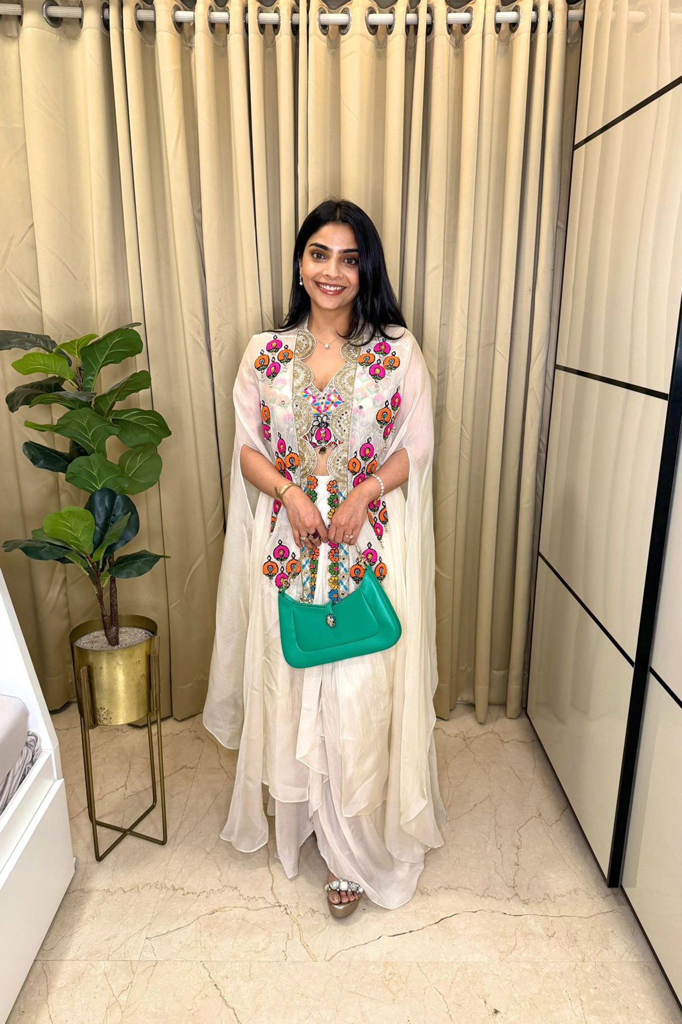 Tanvi Chandra In Vanya Drape Dhoti with Short Blouse and Cape