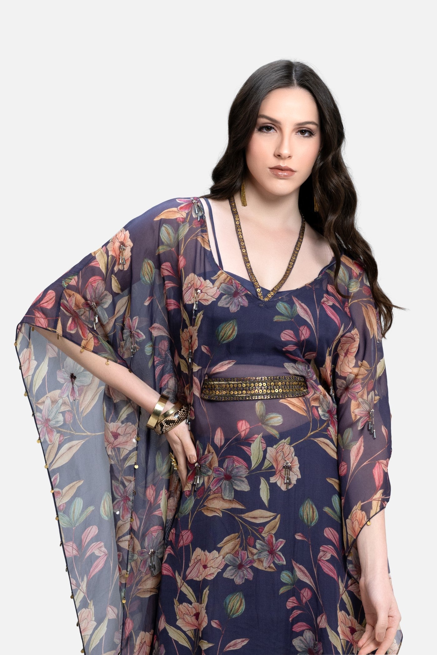 Elena Kaftan And Culotte Set With Bustier