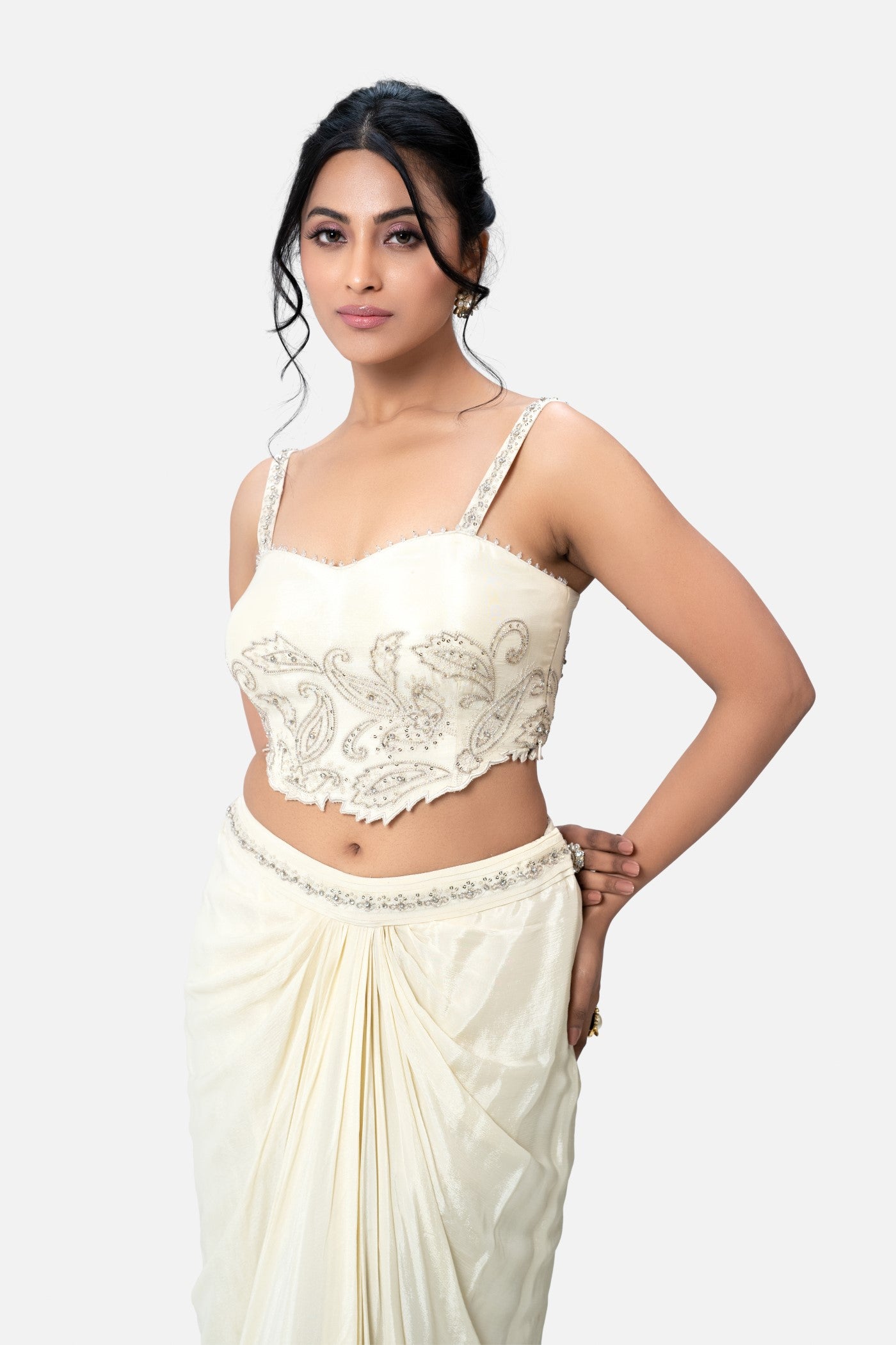 Mikayla Dhoti And Corset Blouse Set With Cape