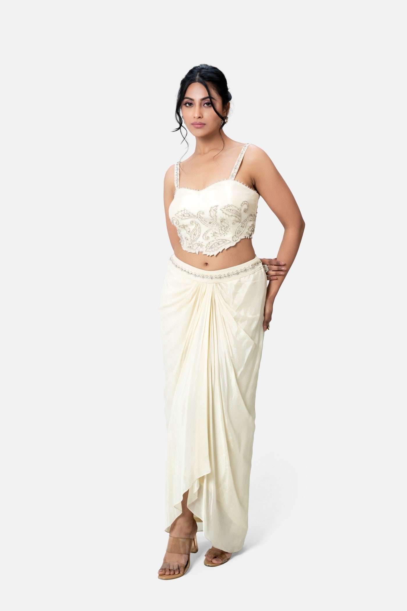Mikayla Dhoti And Corset Blouse Set With Cape