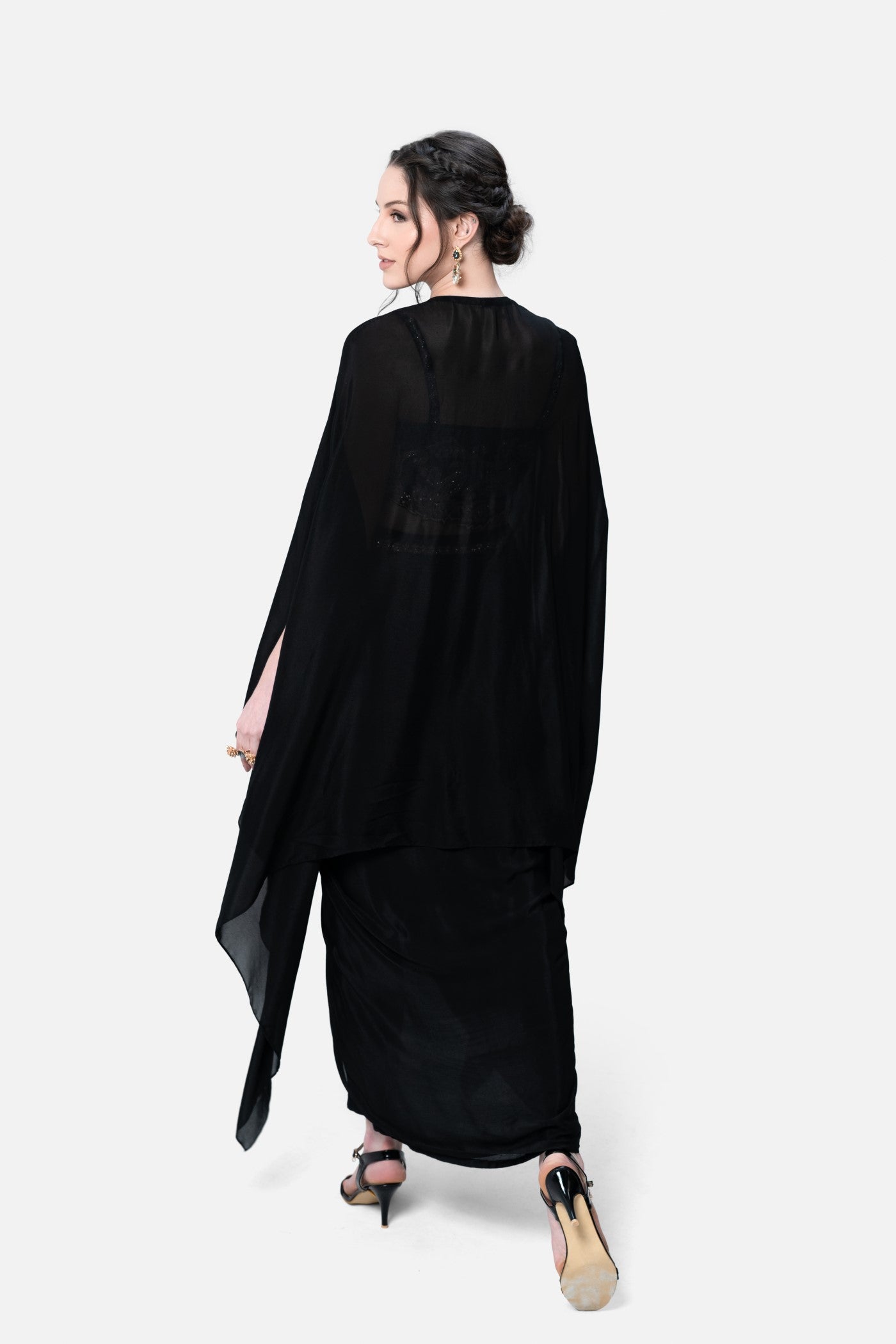 Mikayla Dhoti And Corset Blouse Set With Cape