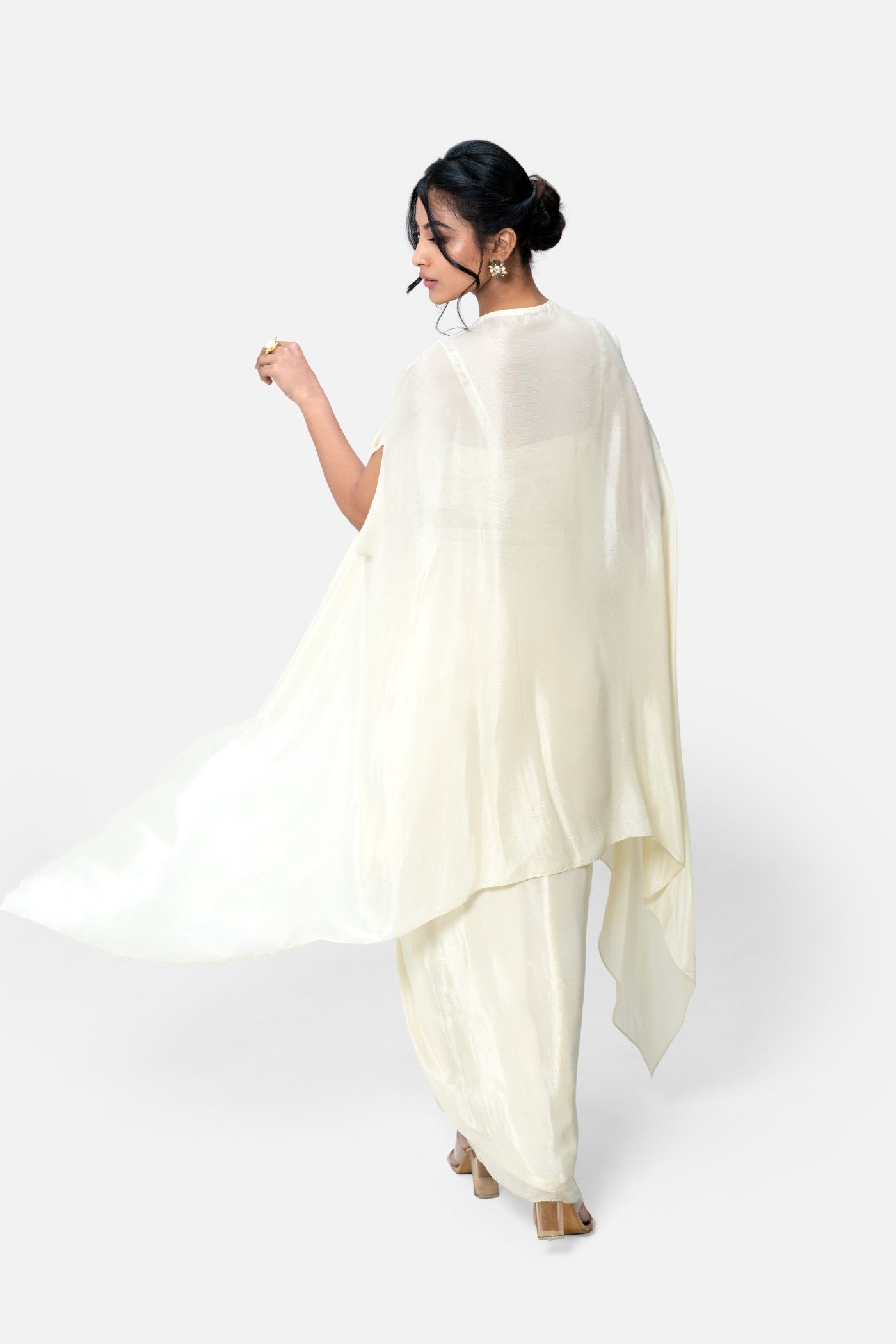 Mikayla Dhoti And Corset Blouse Set With Cape