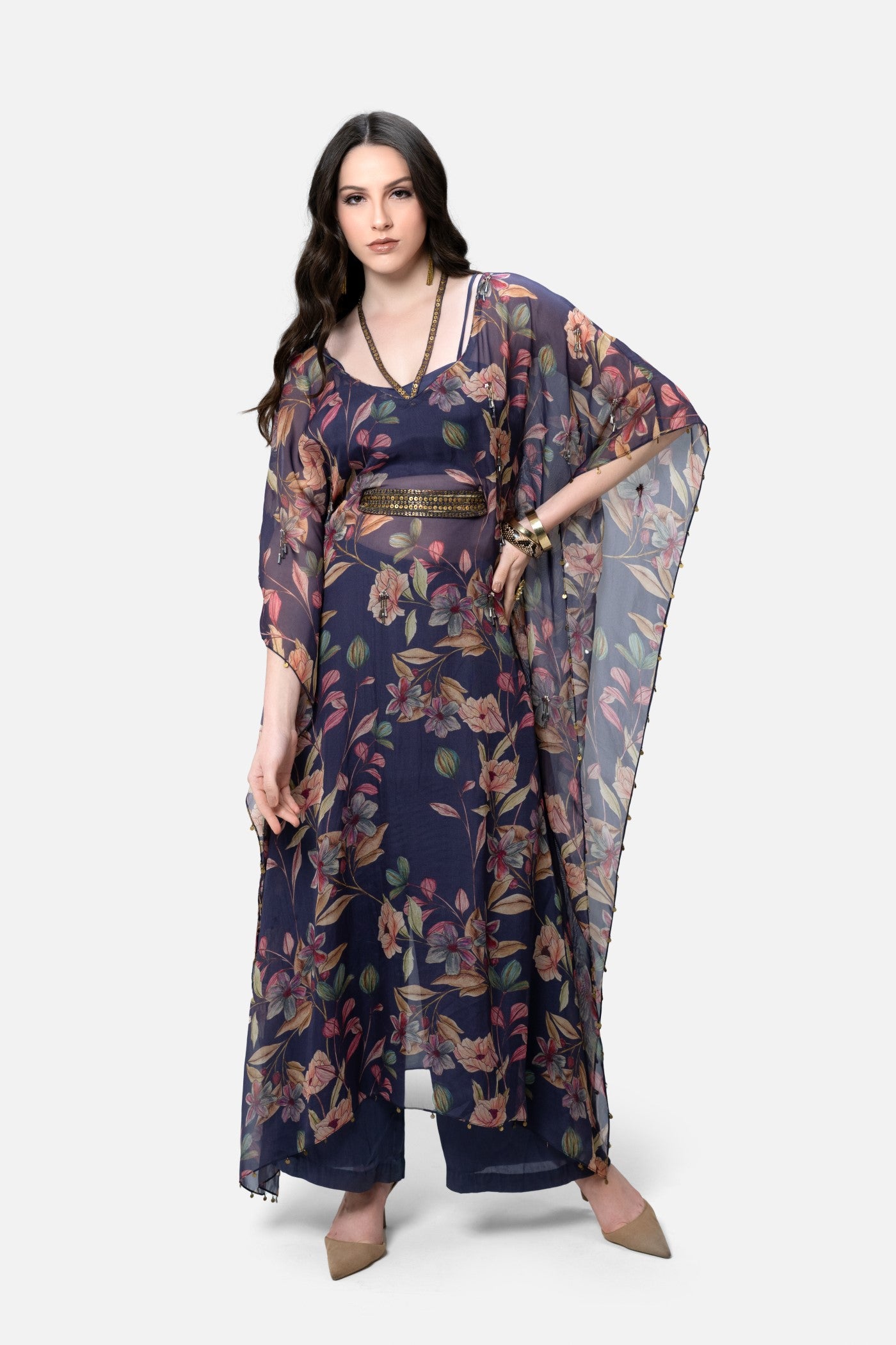 Elena Kaftan And Culotte Set With Bustier