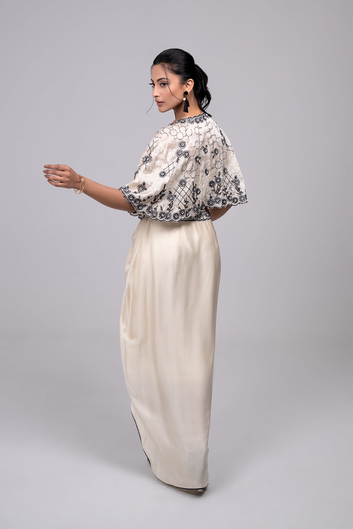Mystic Bustier, Short Cape And Drape Dhoti Set