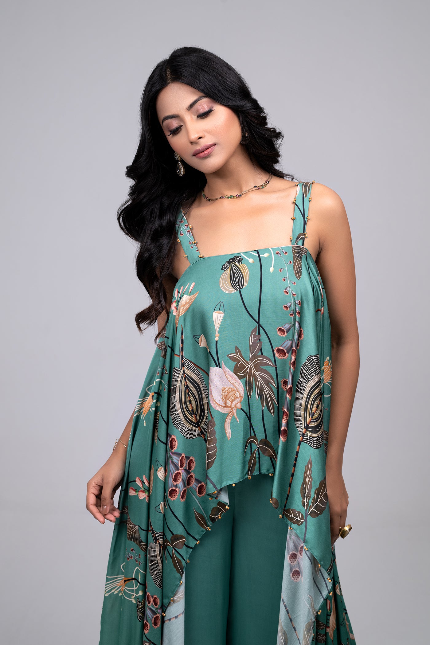 Ela Long Asymmetric Top And Palazzo Set