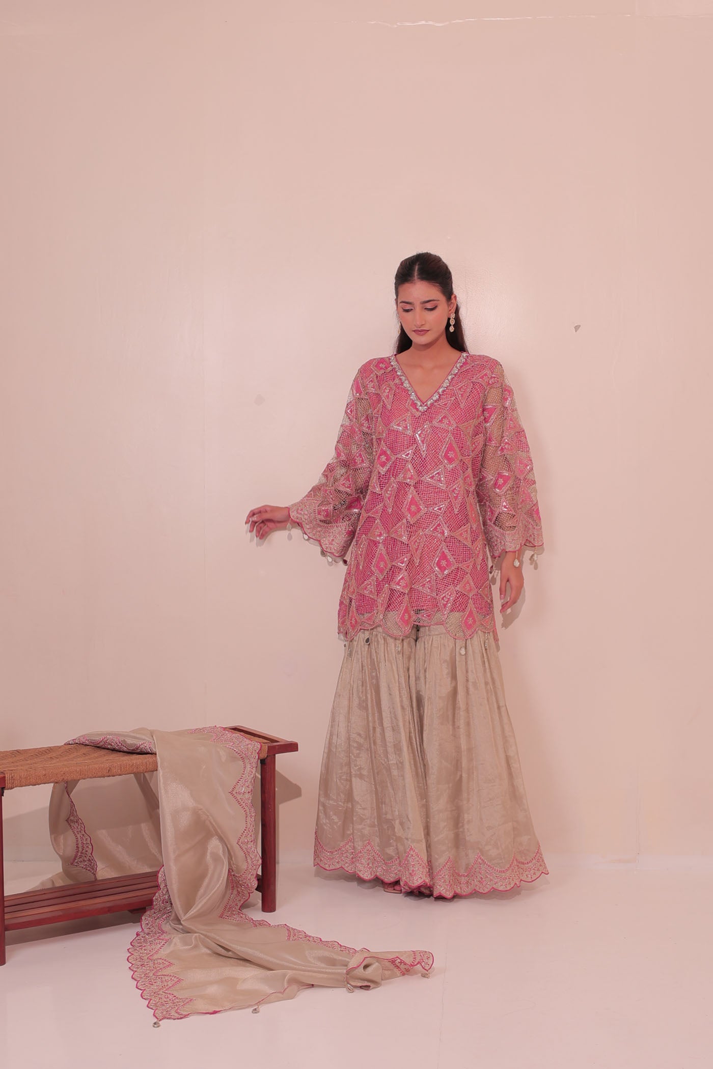 Iris Pink Sharara Suit Set With Dupatta