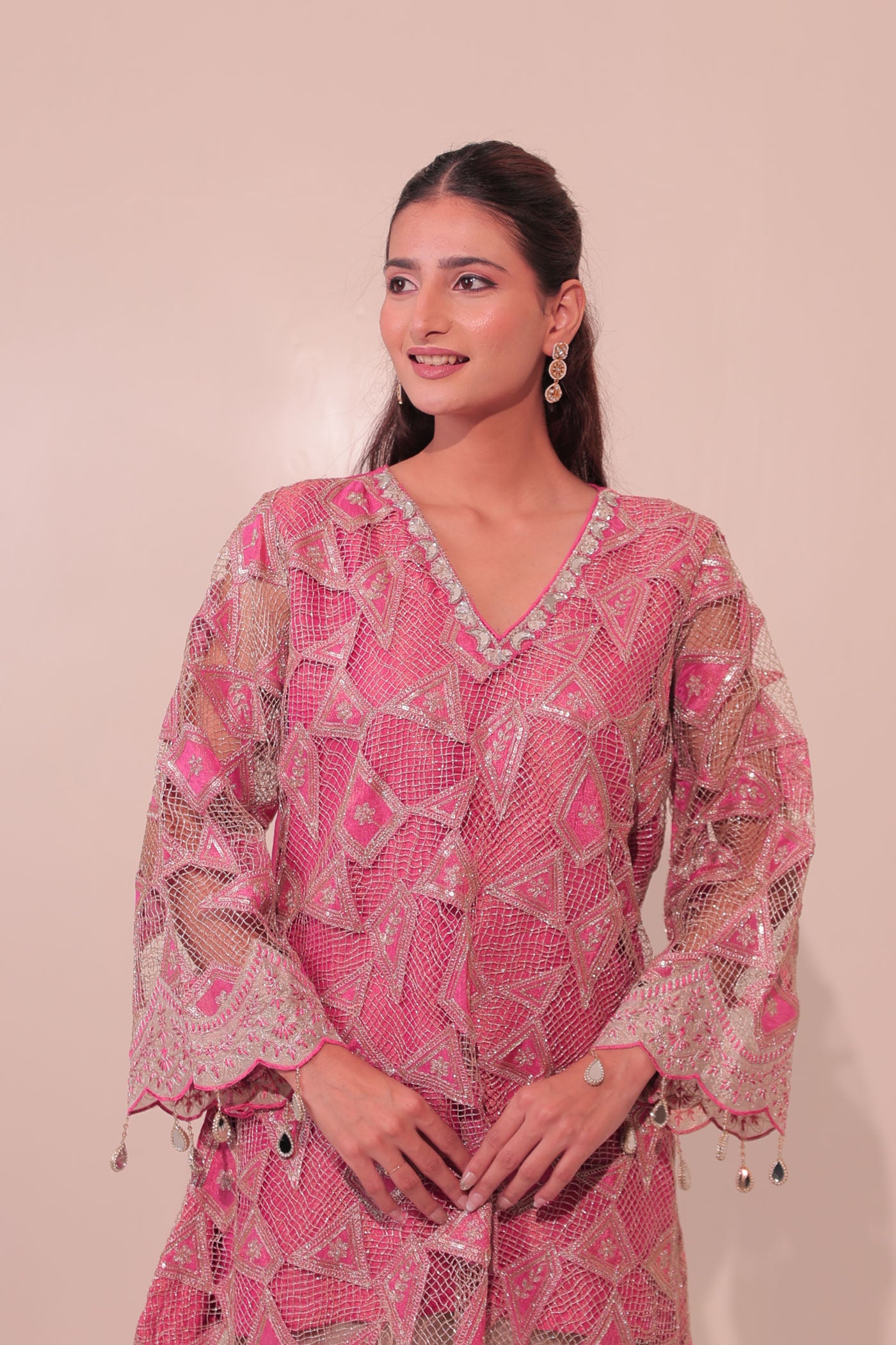 Iris Pink Sharara Suit Set With Dupatta