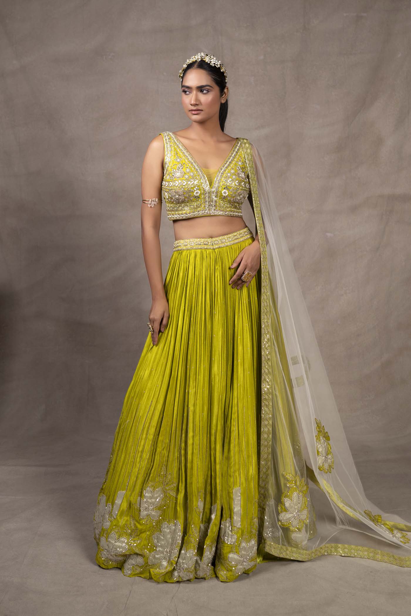 Nalika Lime Green Lengha Choli