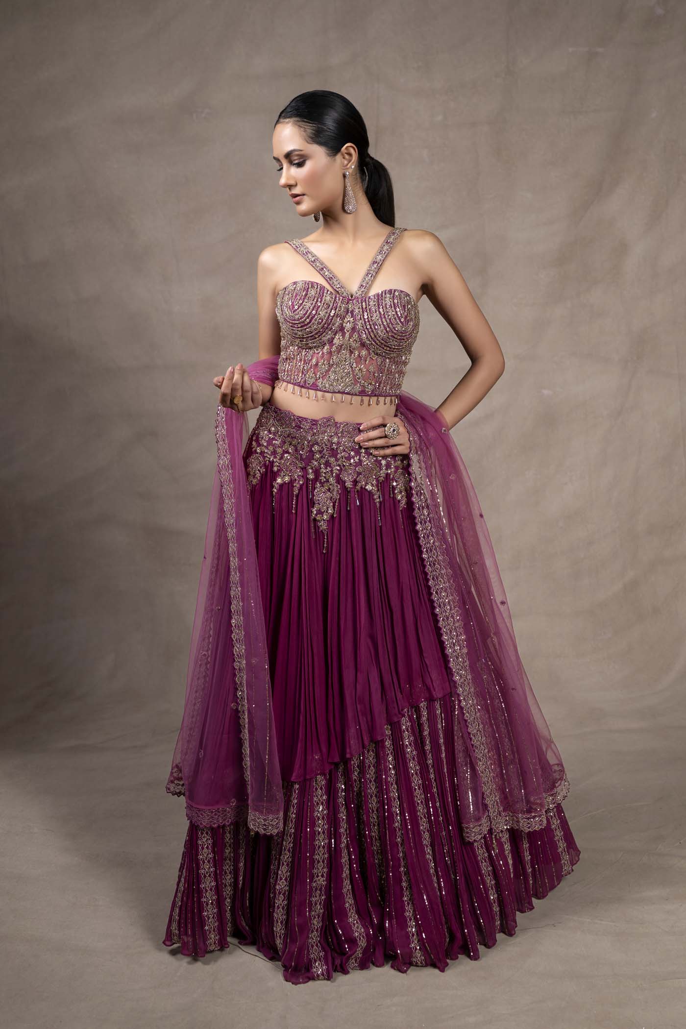 Joie Skirt With Strap Bustier Blouse And Dupatta