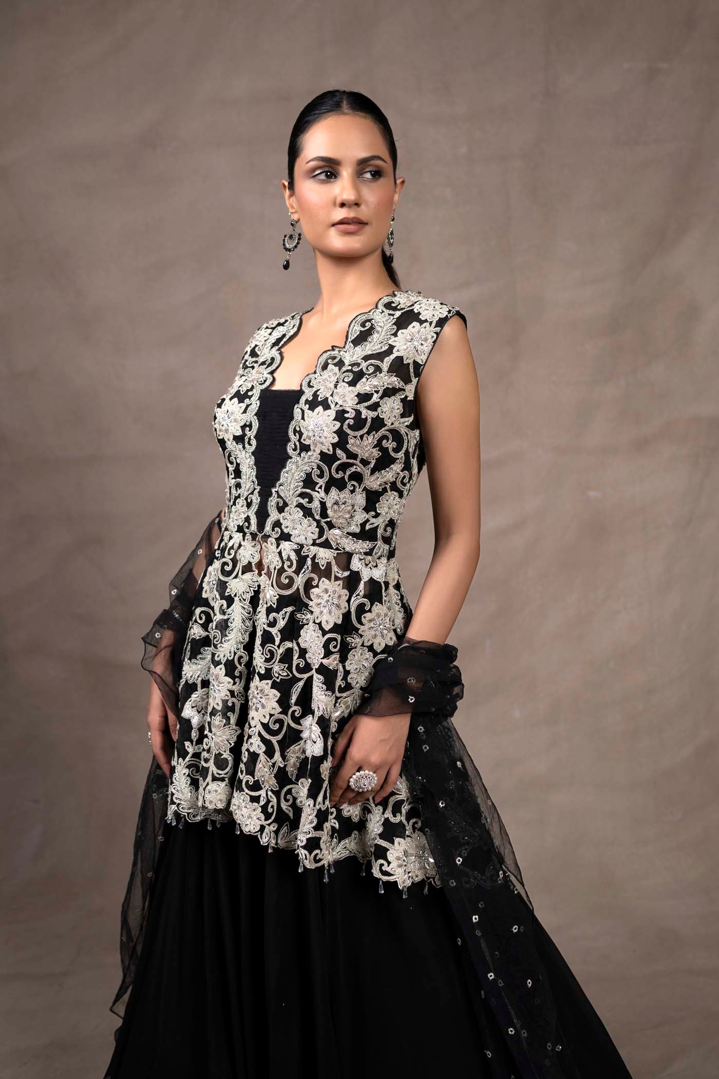 Odilia Peplum Blouse And Skirt With Dupatta