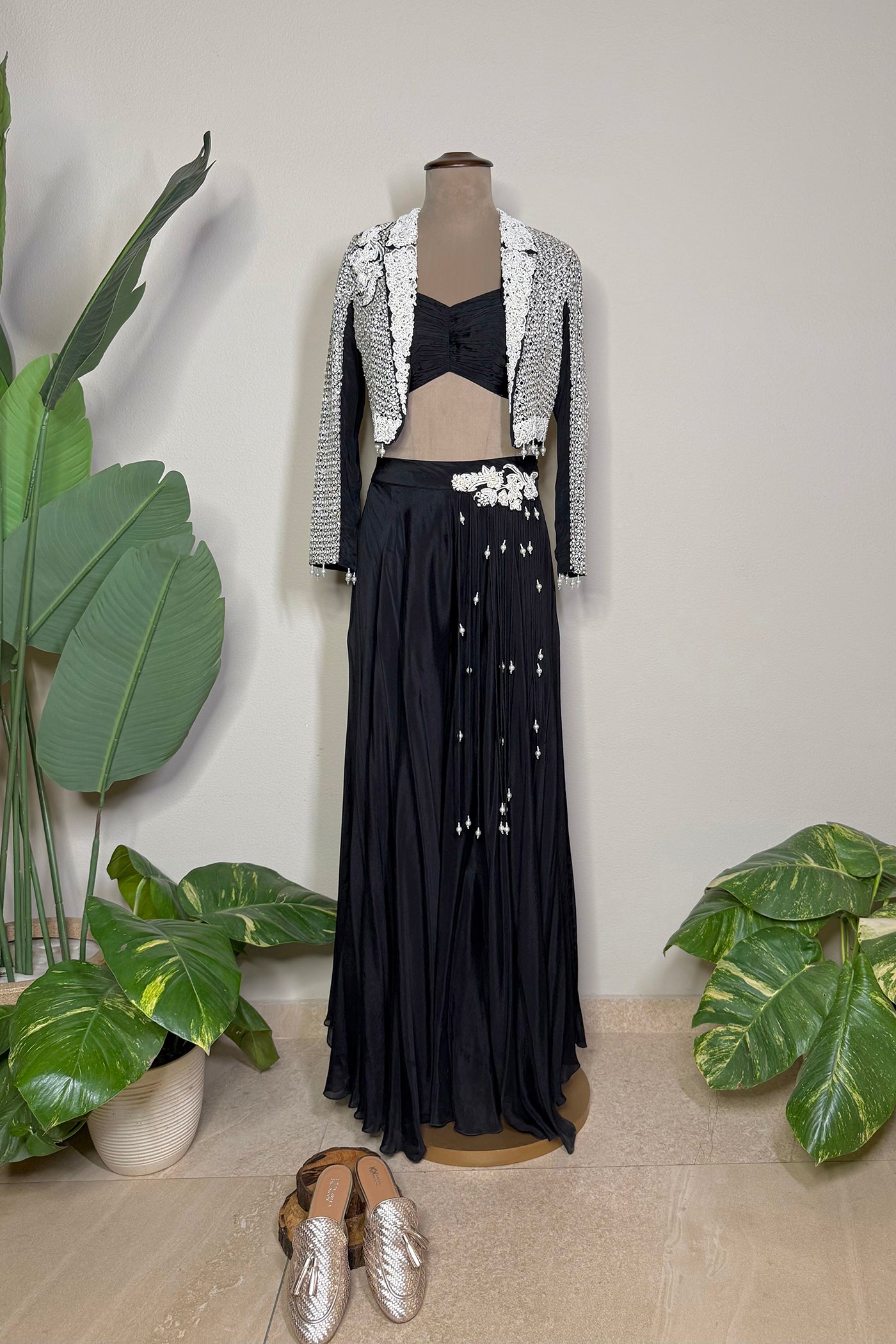 Vihana Short Jacket, Blouse and Flared Palazzo