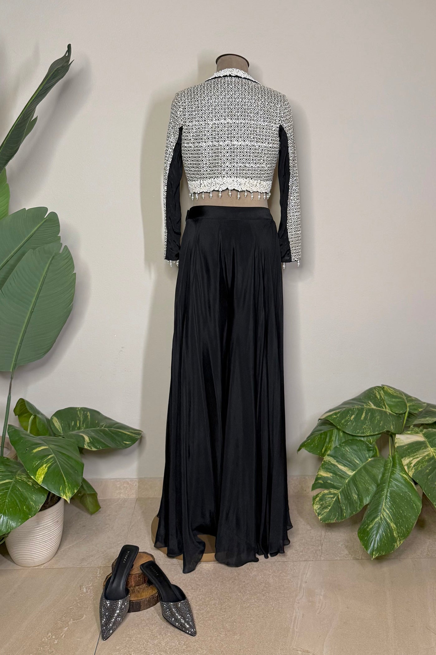 Vihana Short Jacket, Blouse and Flared Palazzo