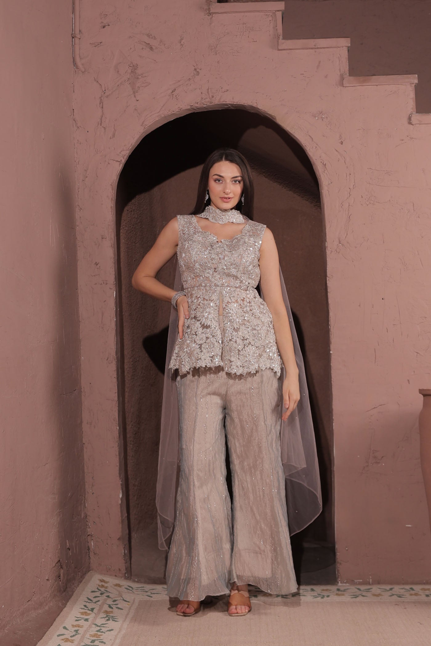 Elysia Peplum with Flared Pants & Dupatta