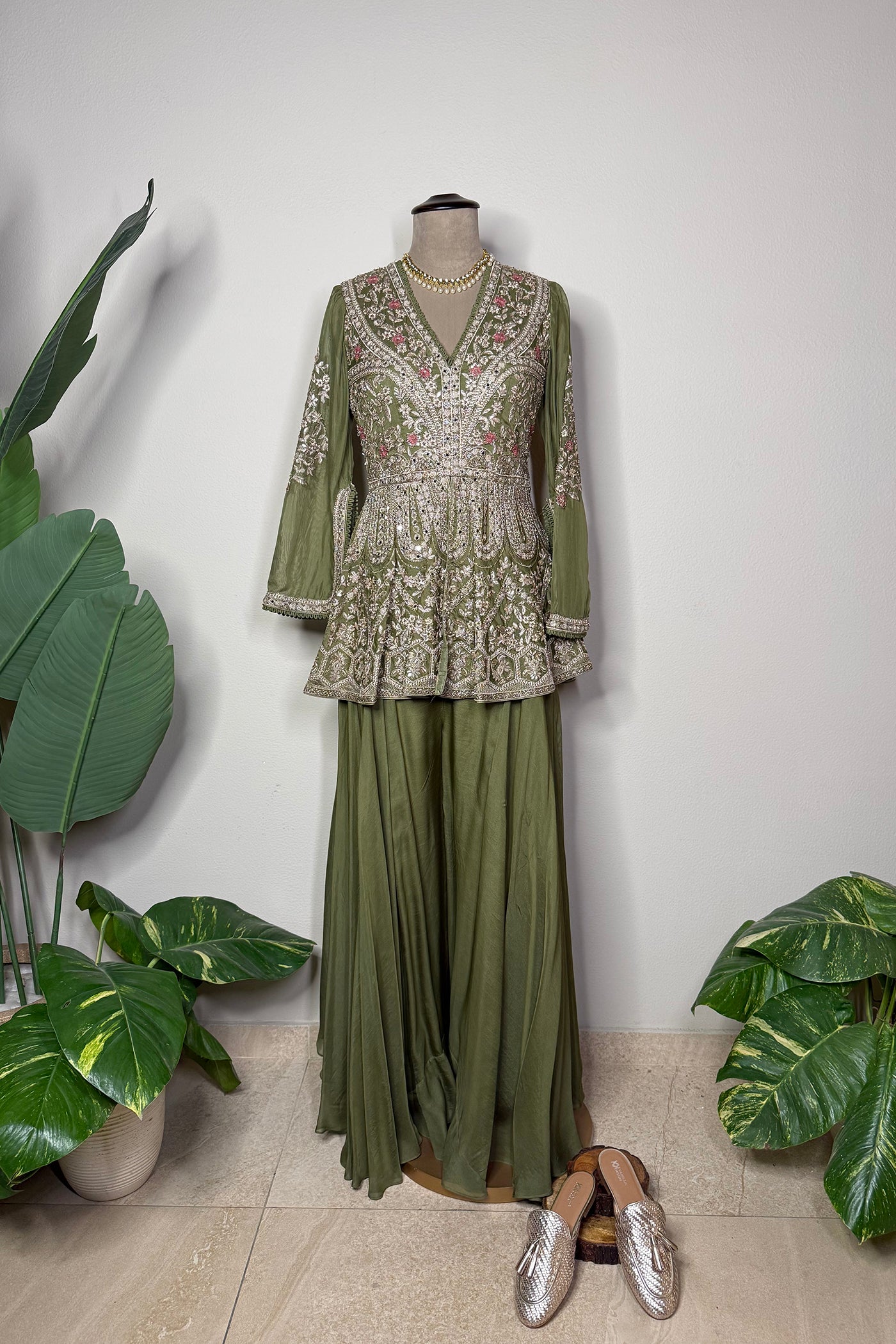 Tanirika Peplum Top with Flared Palazzo