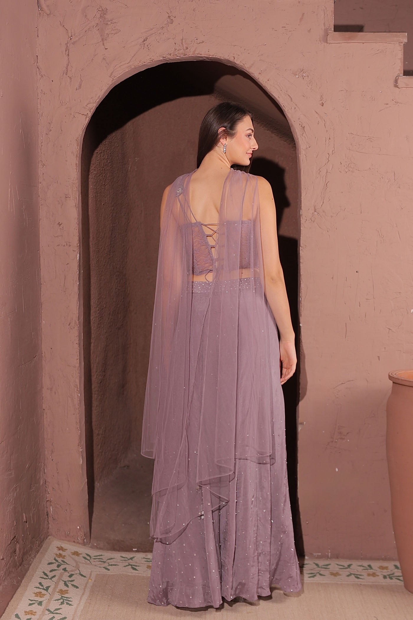 Elante Lavander Corset and Palazzo Set