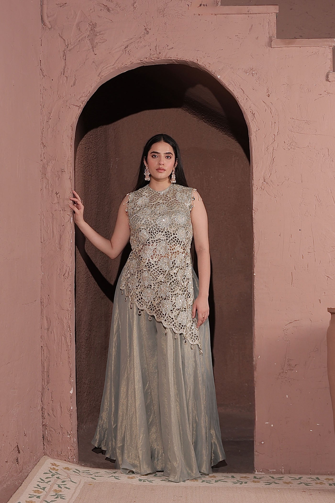 Orin asymetric kurta with palazzo and dupatta