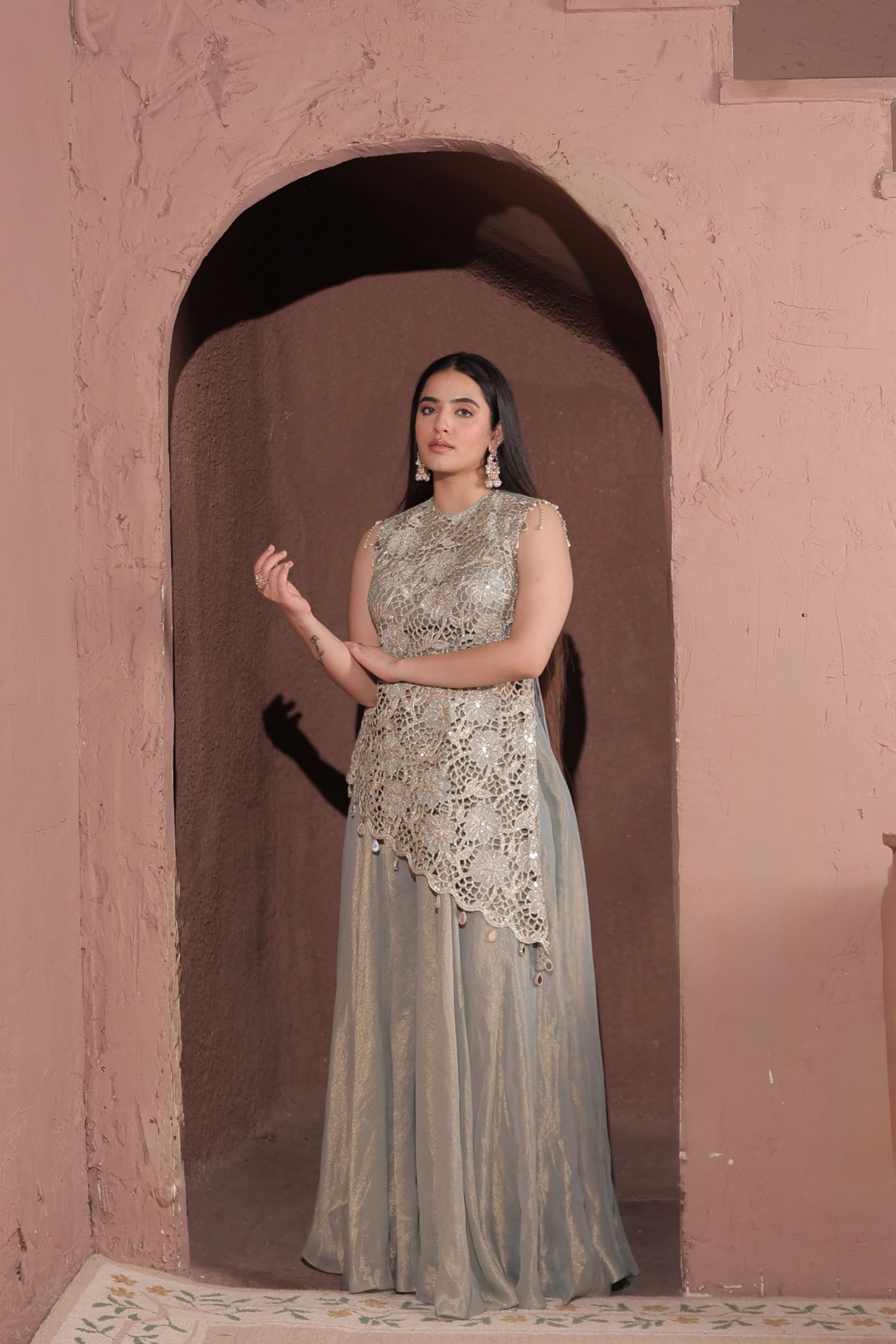 Orin asymetric kurta with palazzo and dupatta