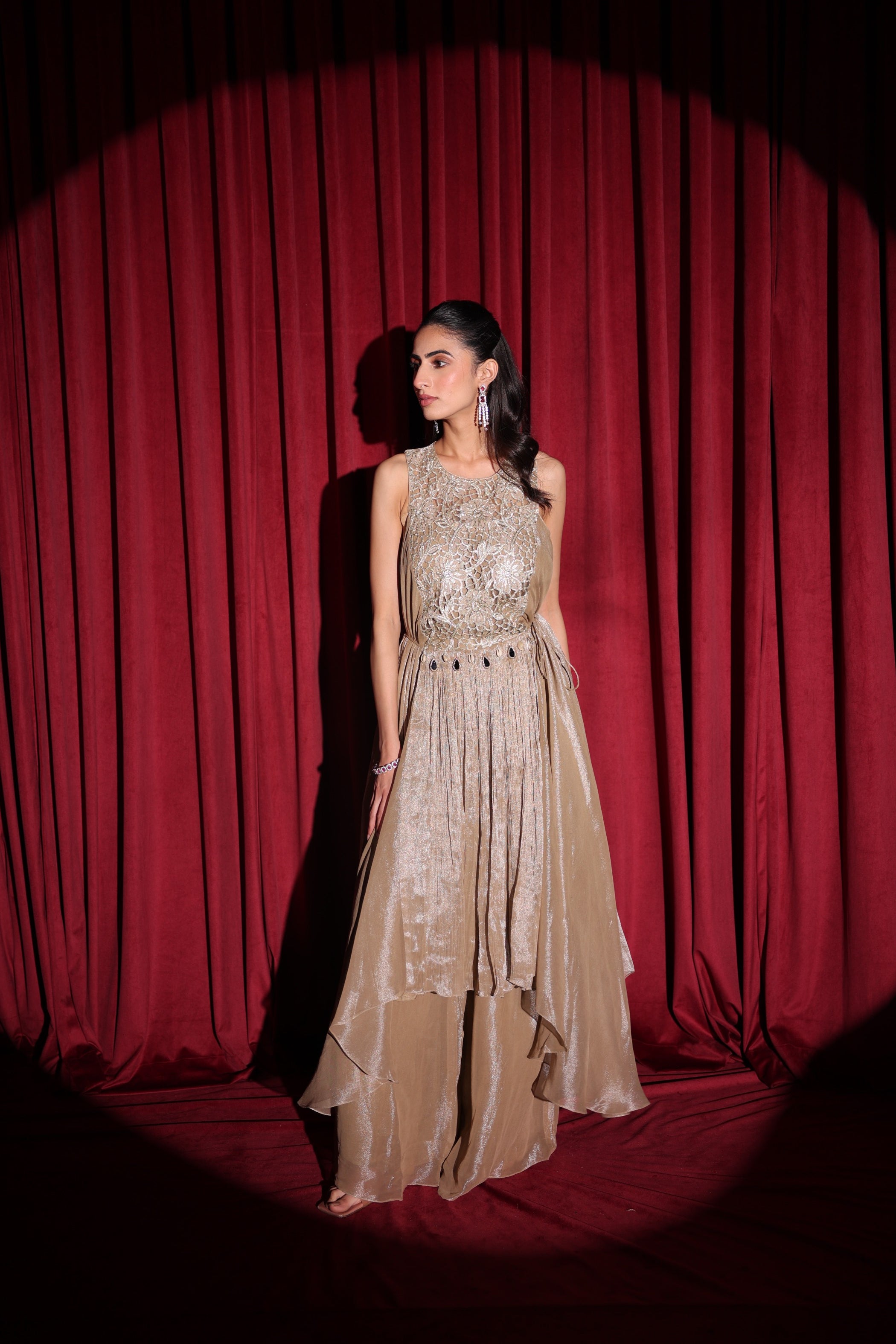 Aeris asymetric kurta with plazzo